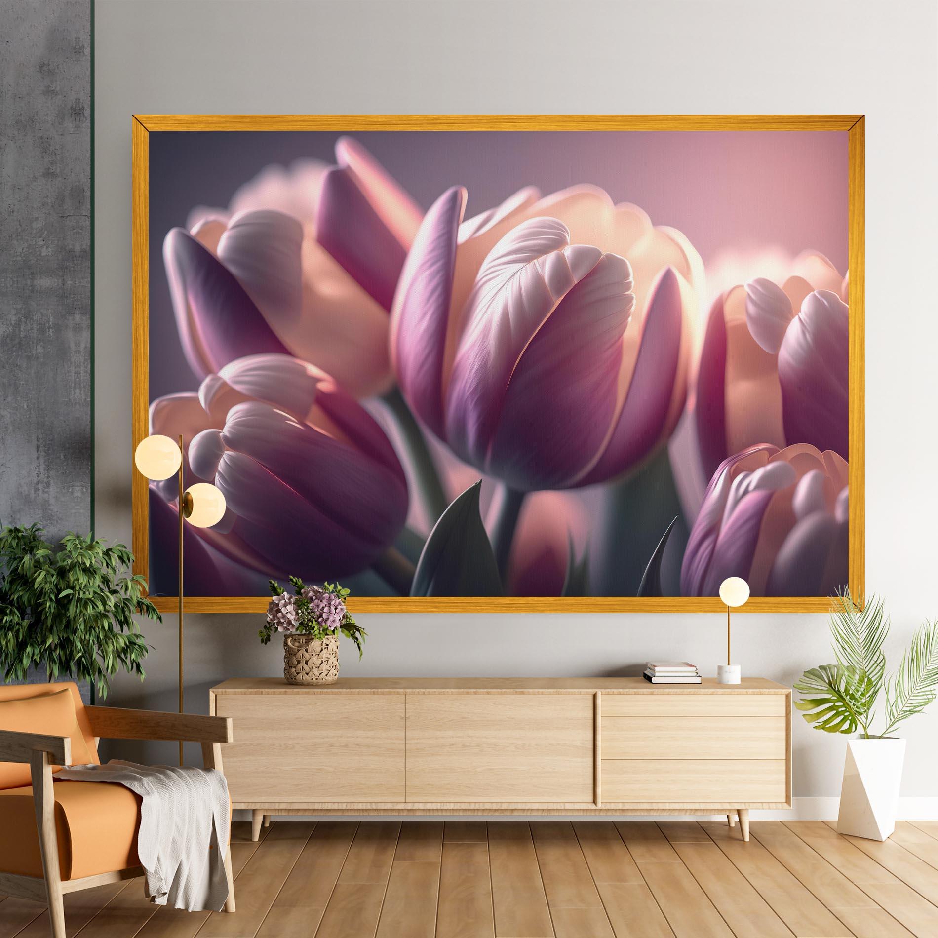 Tablou Canvas Pastel Pink Tulips mockup 9