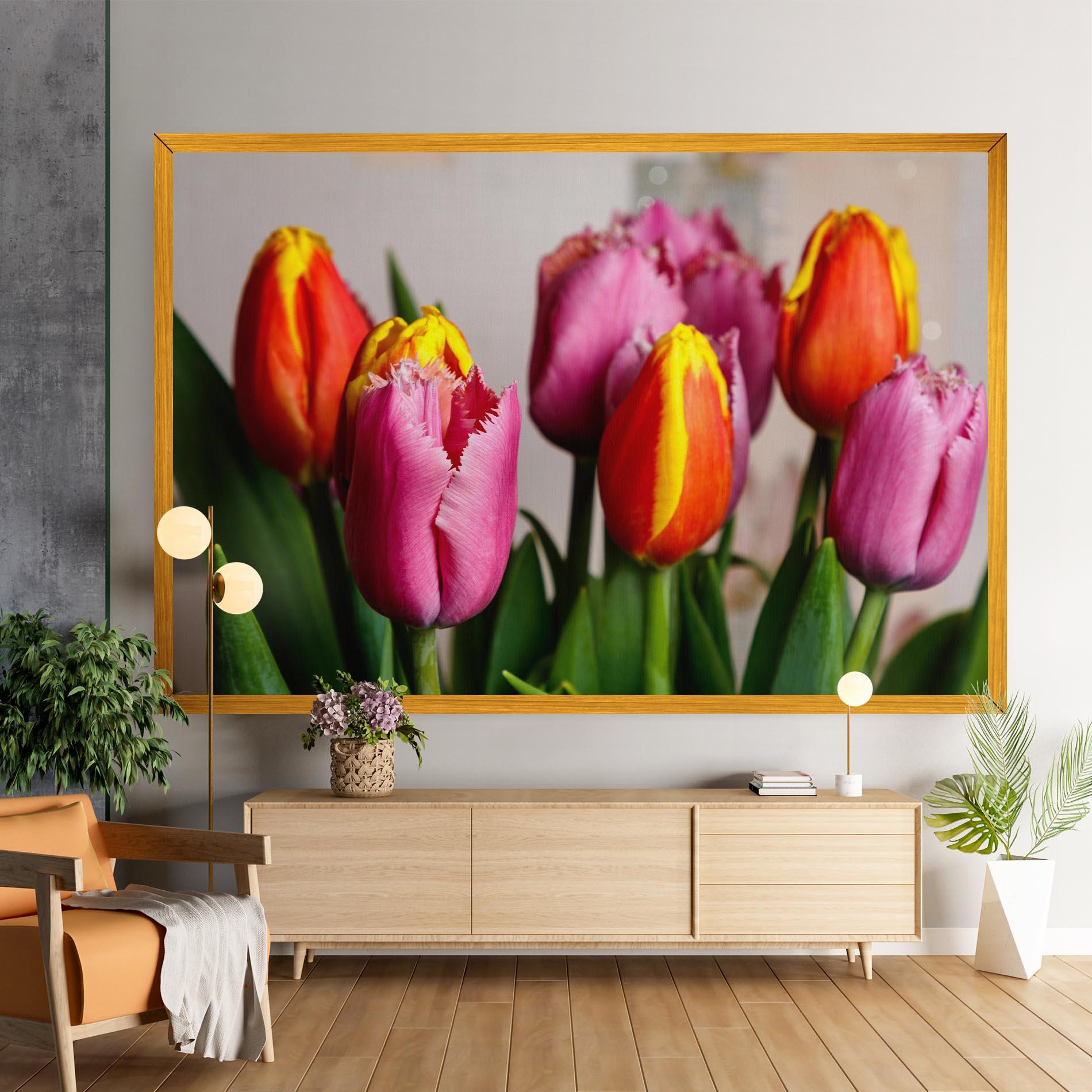Tablou Canvas Pink Orange Tulips mockup 9
