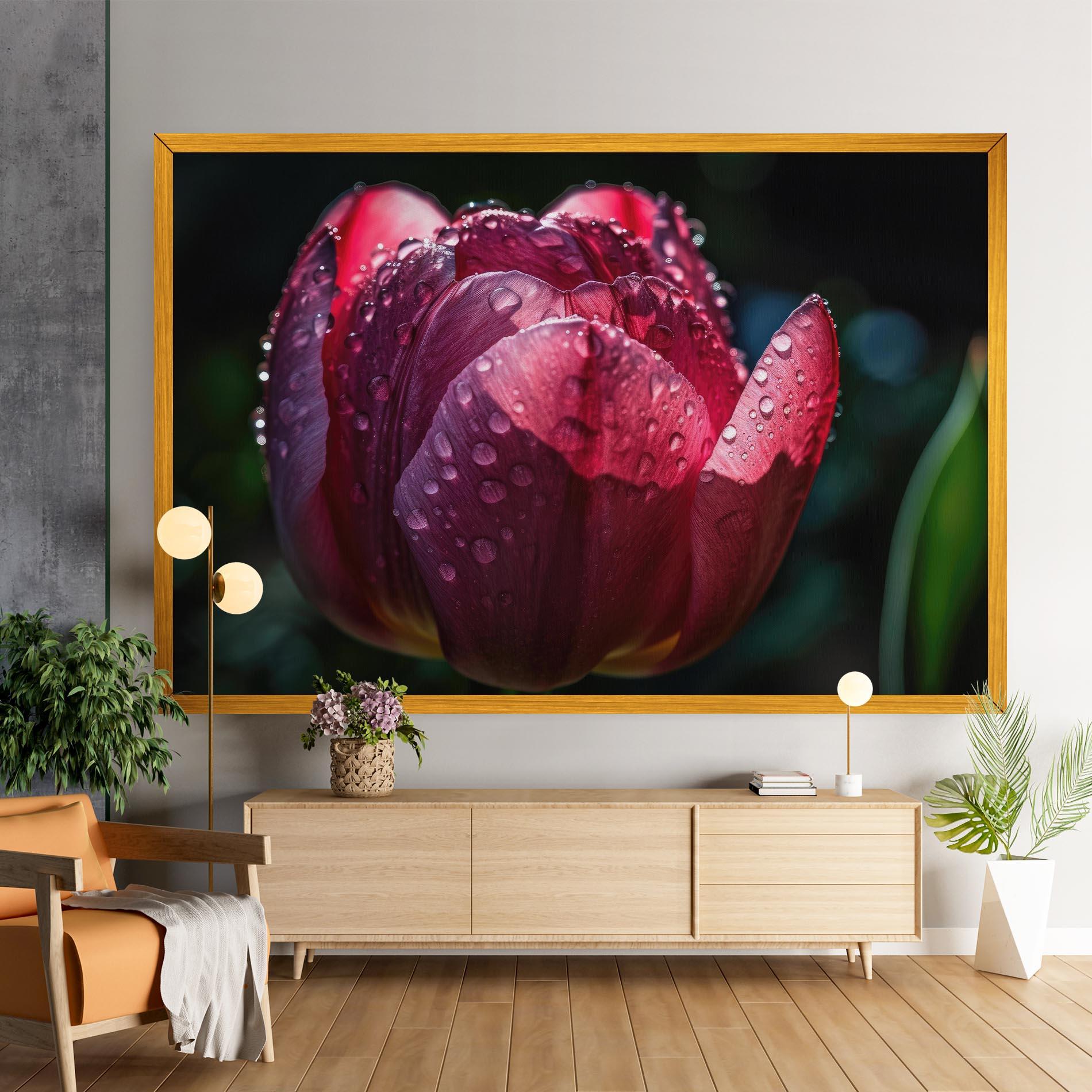 Tablou Canvas Pink Tulip After Rain mockup 9