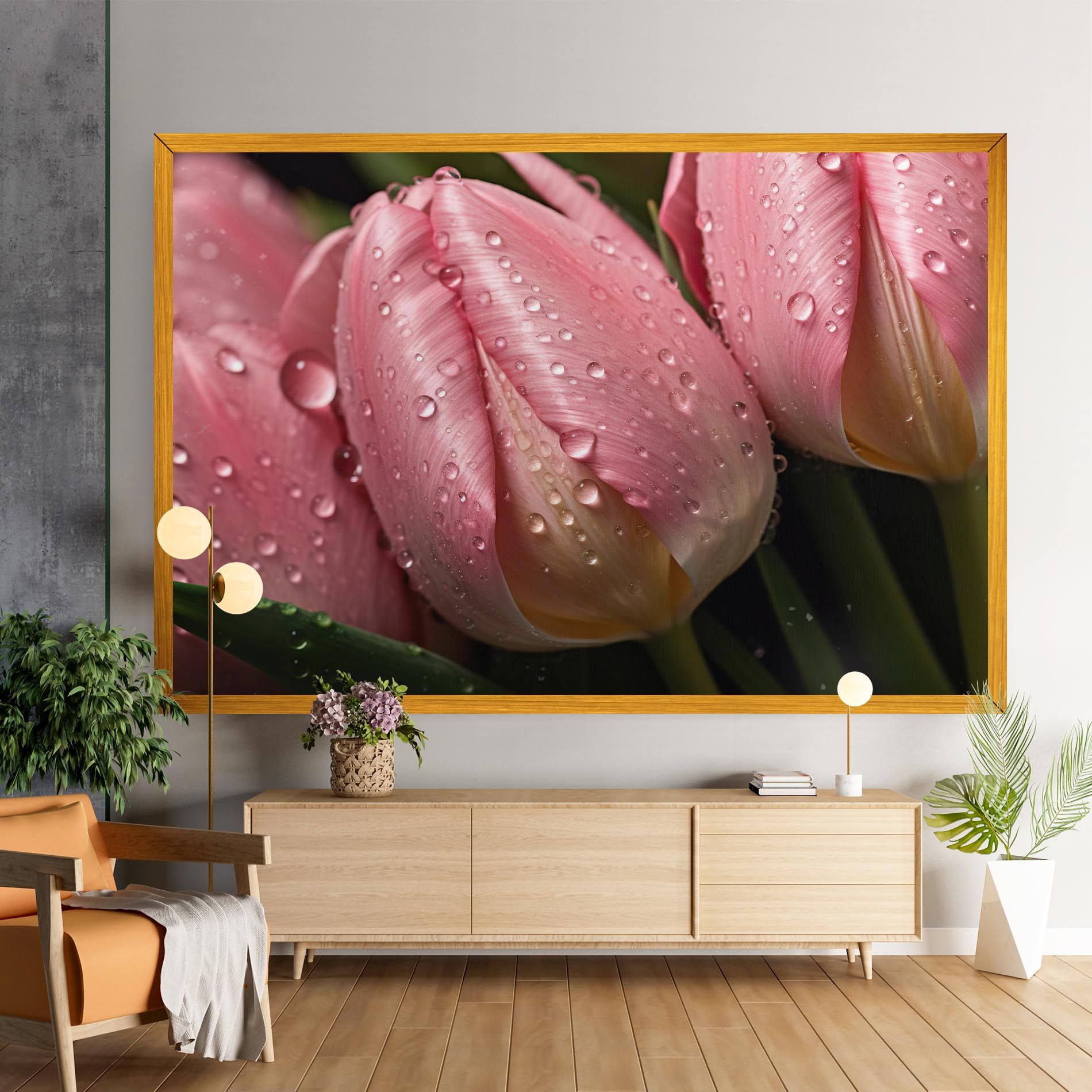 Pink Tulip With Drops mockup 9