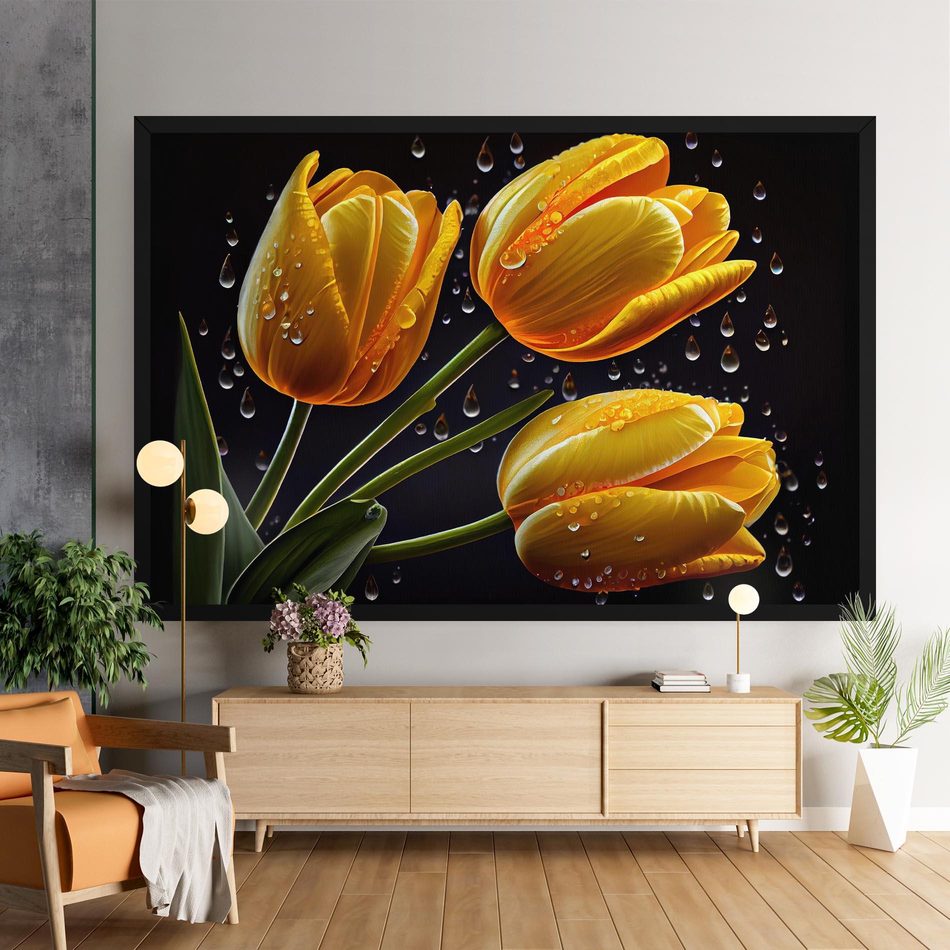 Tablou Canvas 3 Yellow Tulips mockup 9