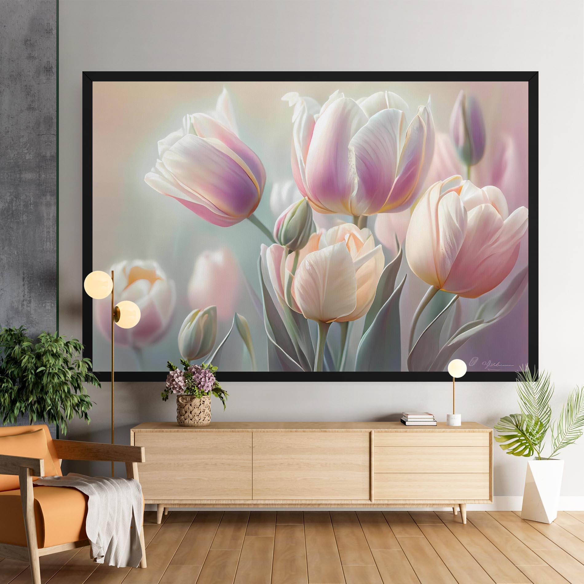 Tablou Canvas Dreamy White Tulips mockup 9