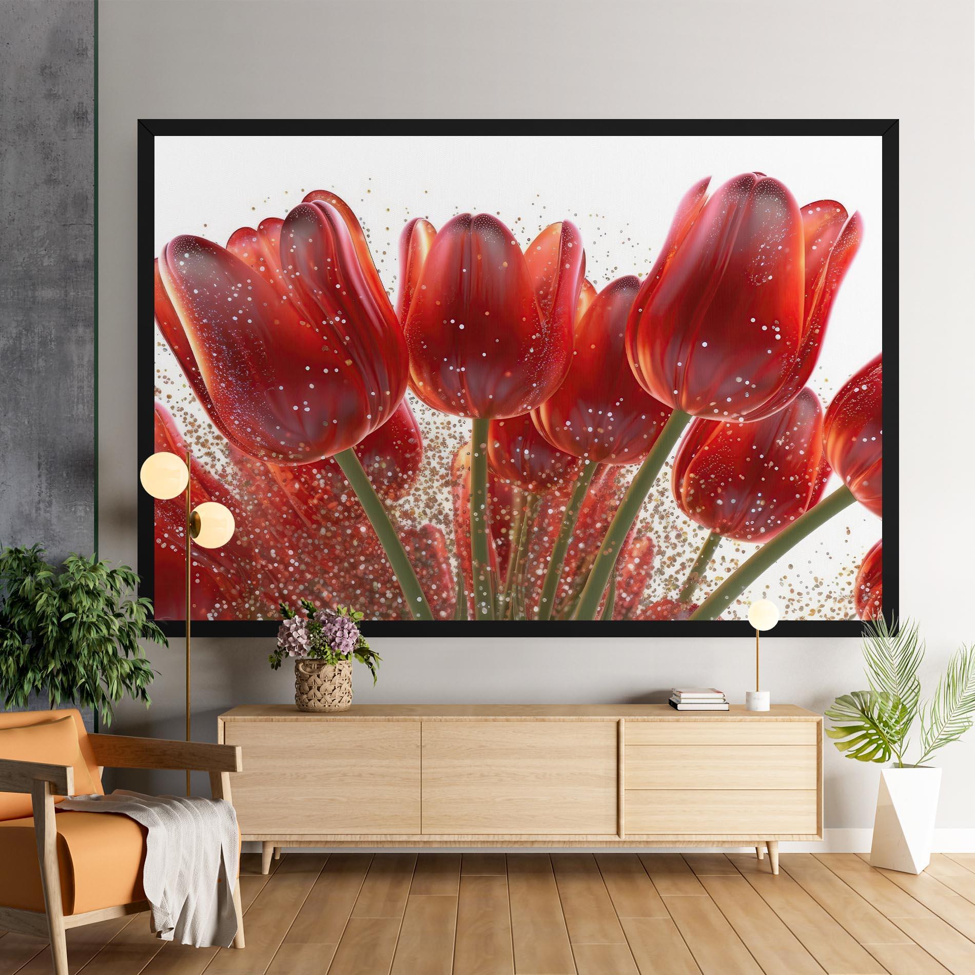 Tablou Canvas Glitter Red Tulips mockup 9