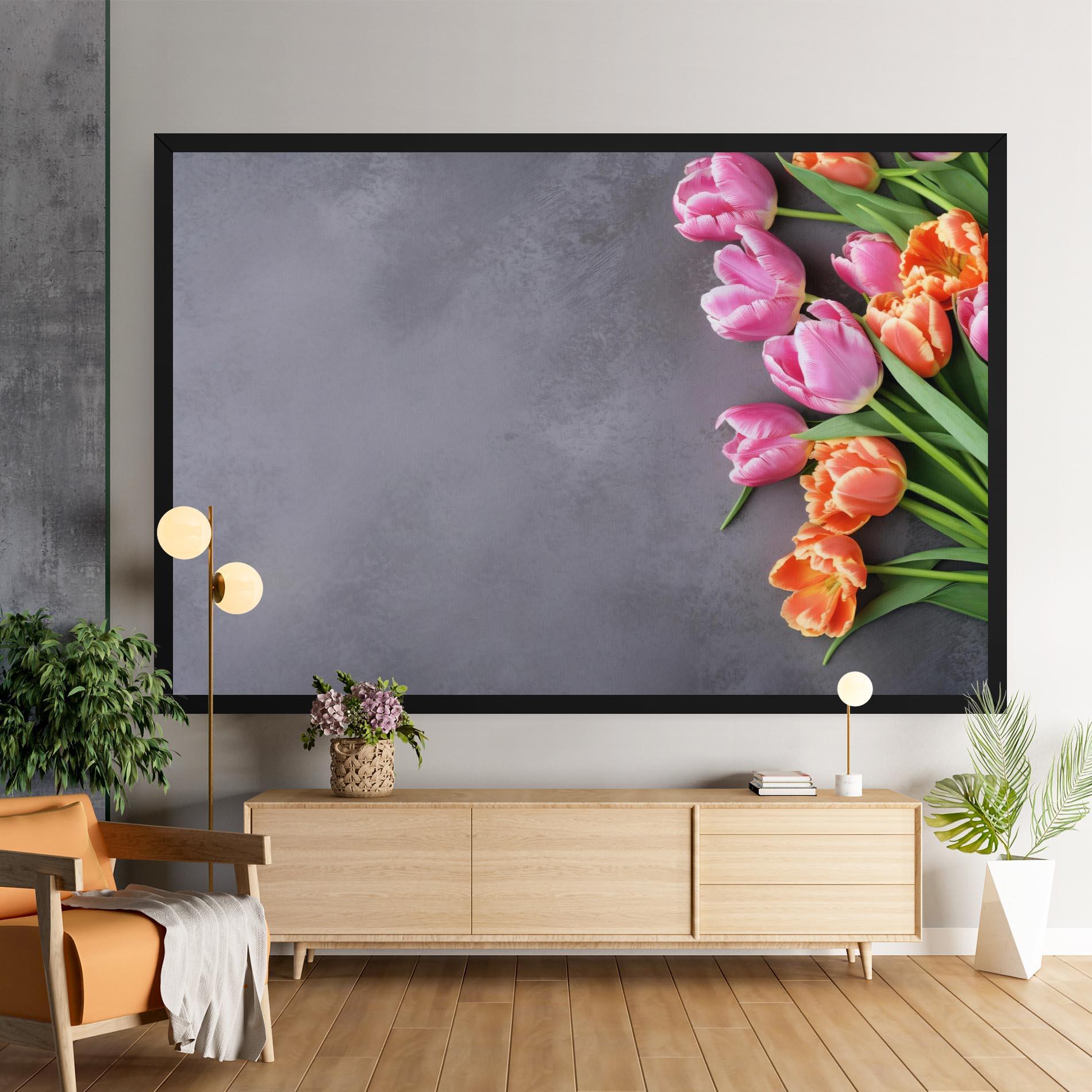 Tablou Canvas Light Orange Pink Tulips mockup 9