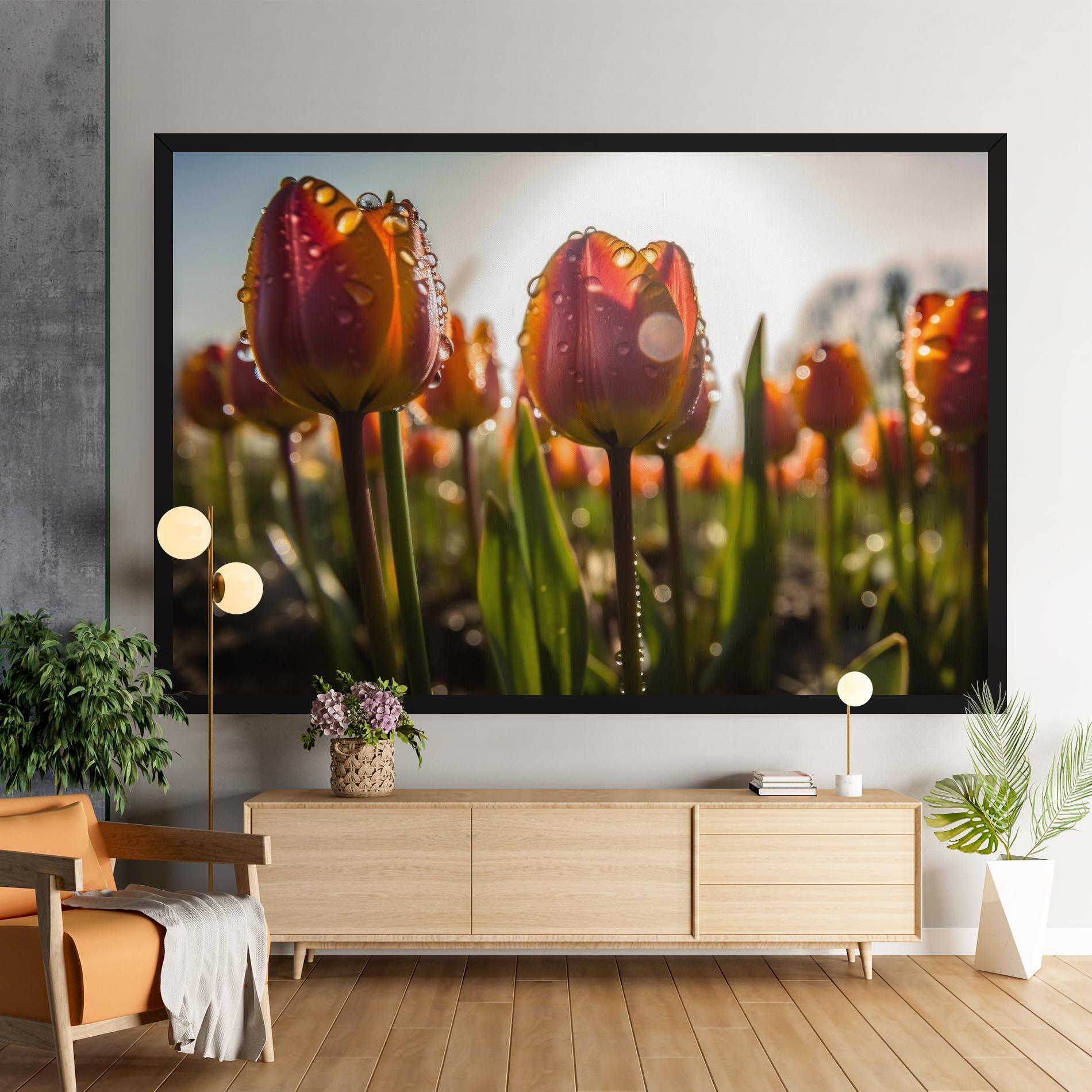 Tablou Canvas Orange Tulips After Rain mockup 9