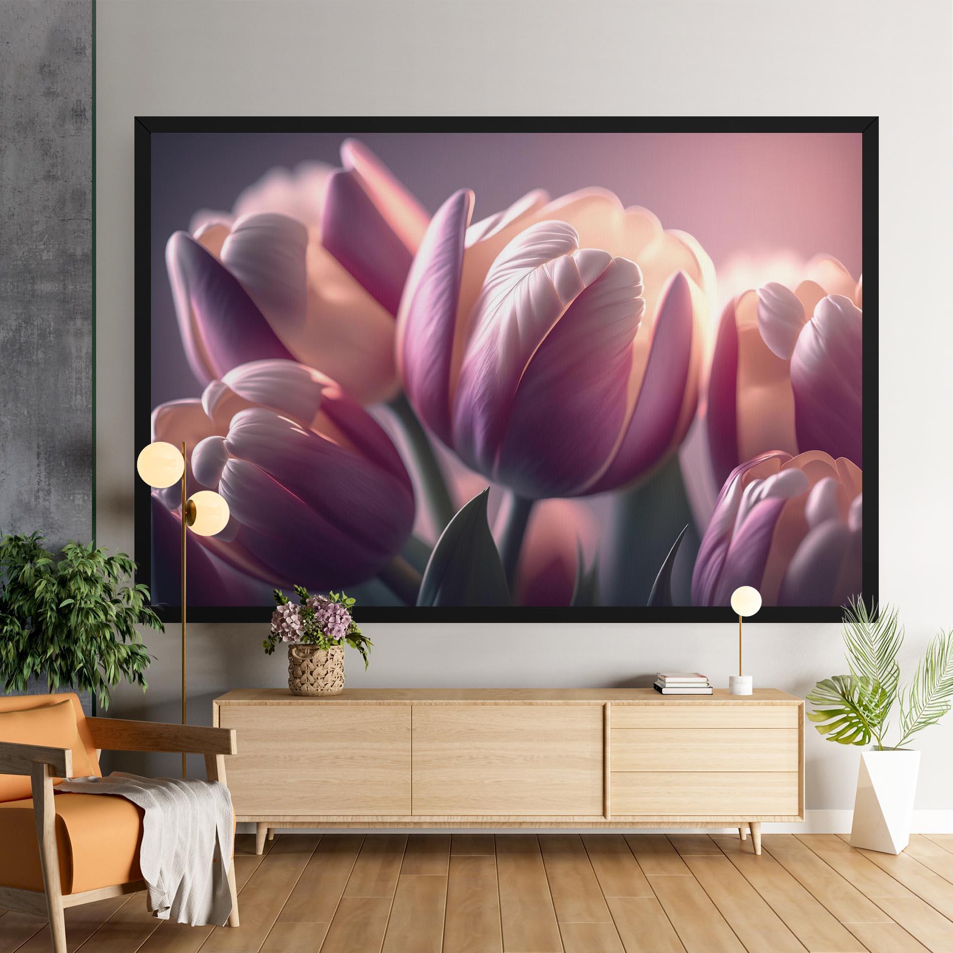 Tablou Canvas Pastel Pink Tulips mockup 9