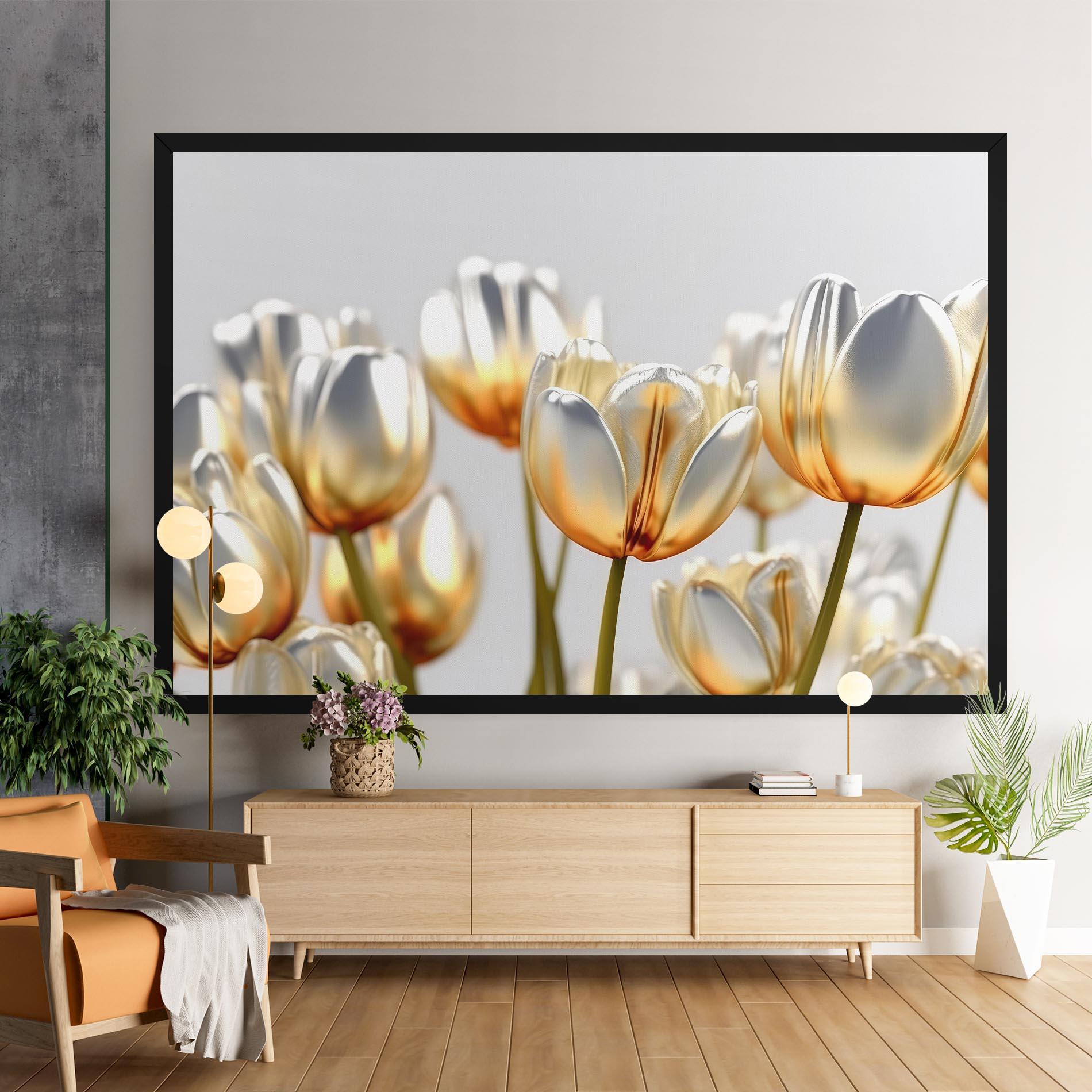 Tablou Canvas White Golden Tulips mockup 9