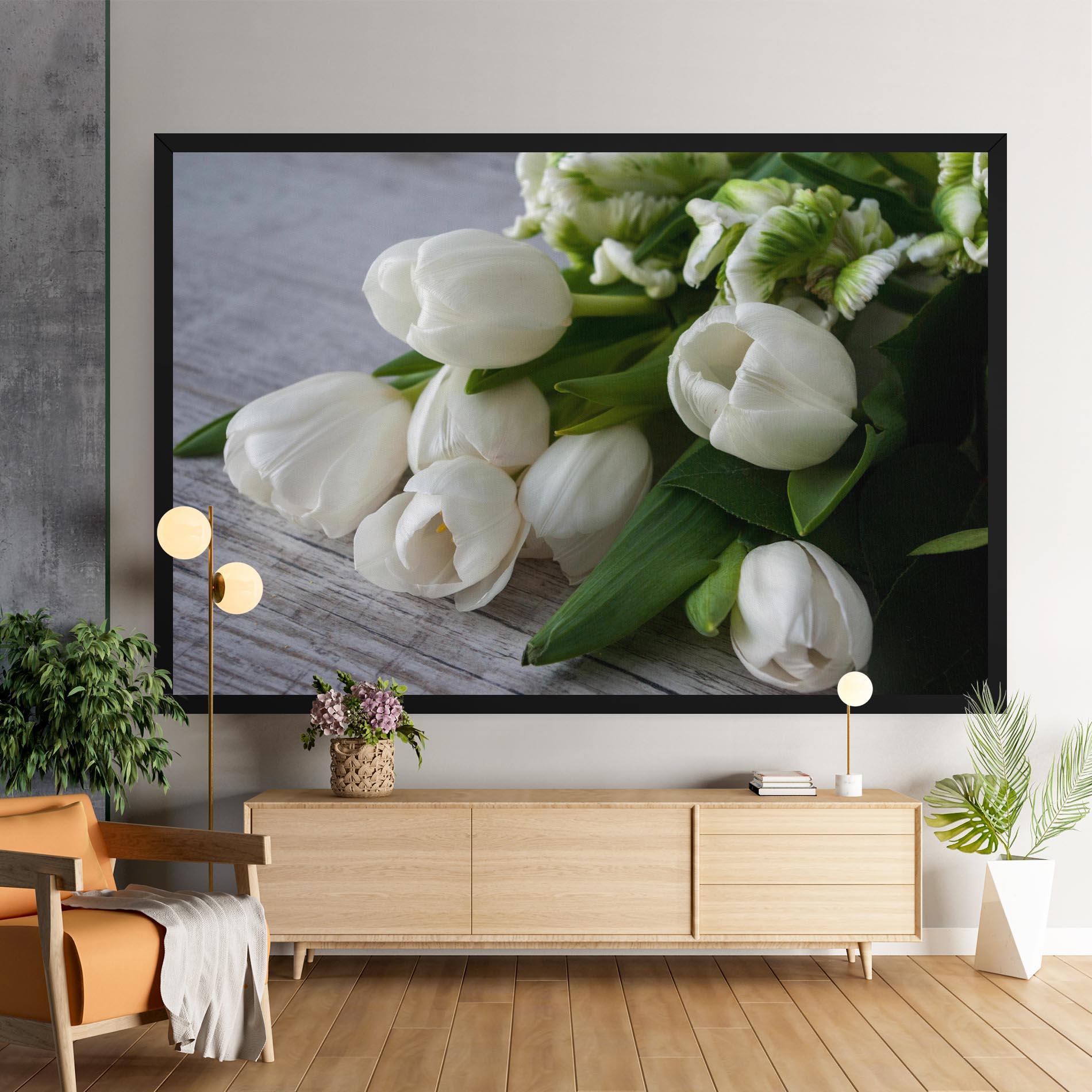 Tablou Canvas White Tulips Bouquet mockup 9