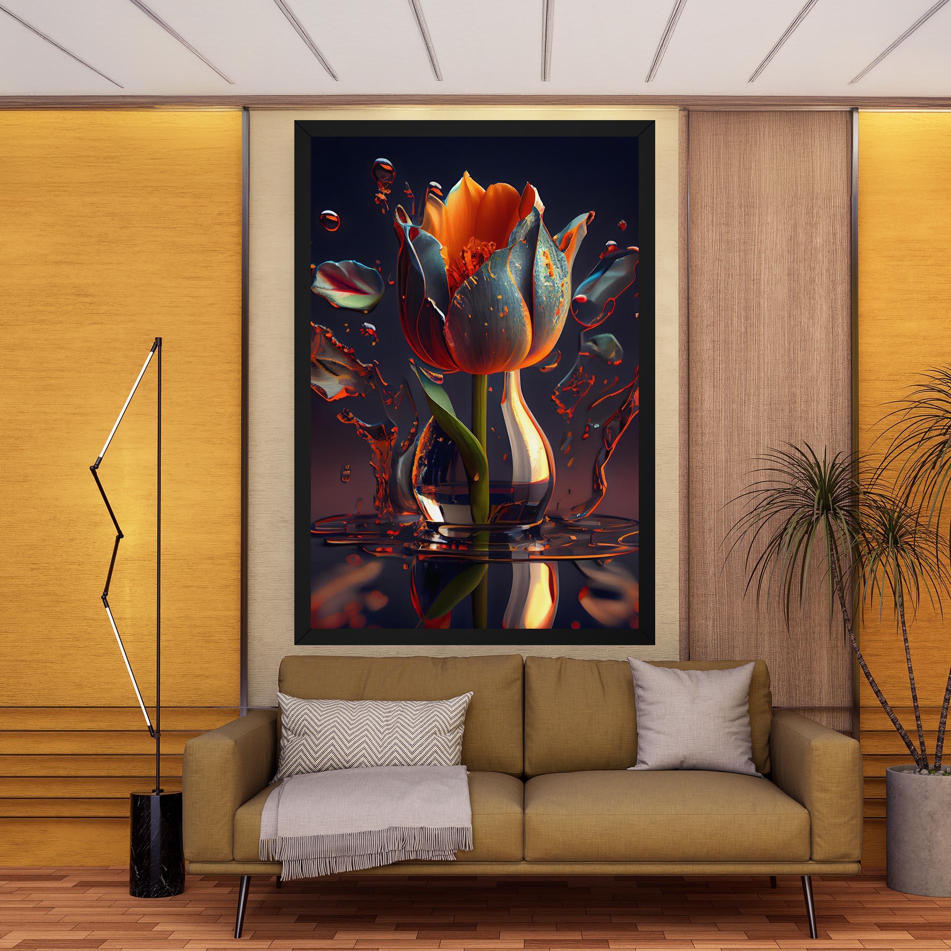 Tablou Canvas Black Tulip In Vase mockup 9