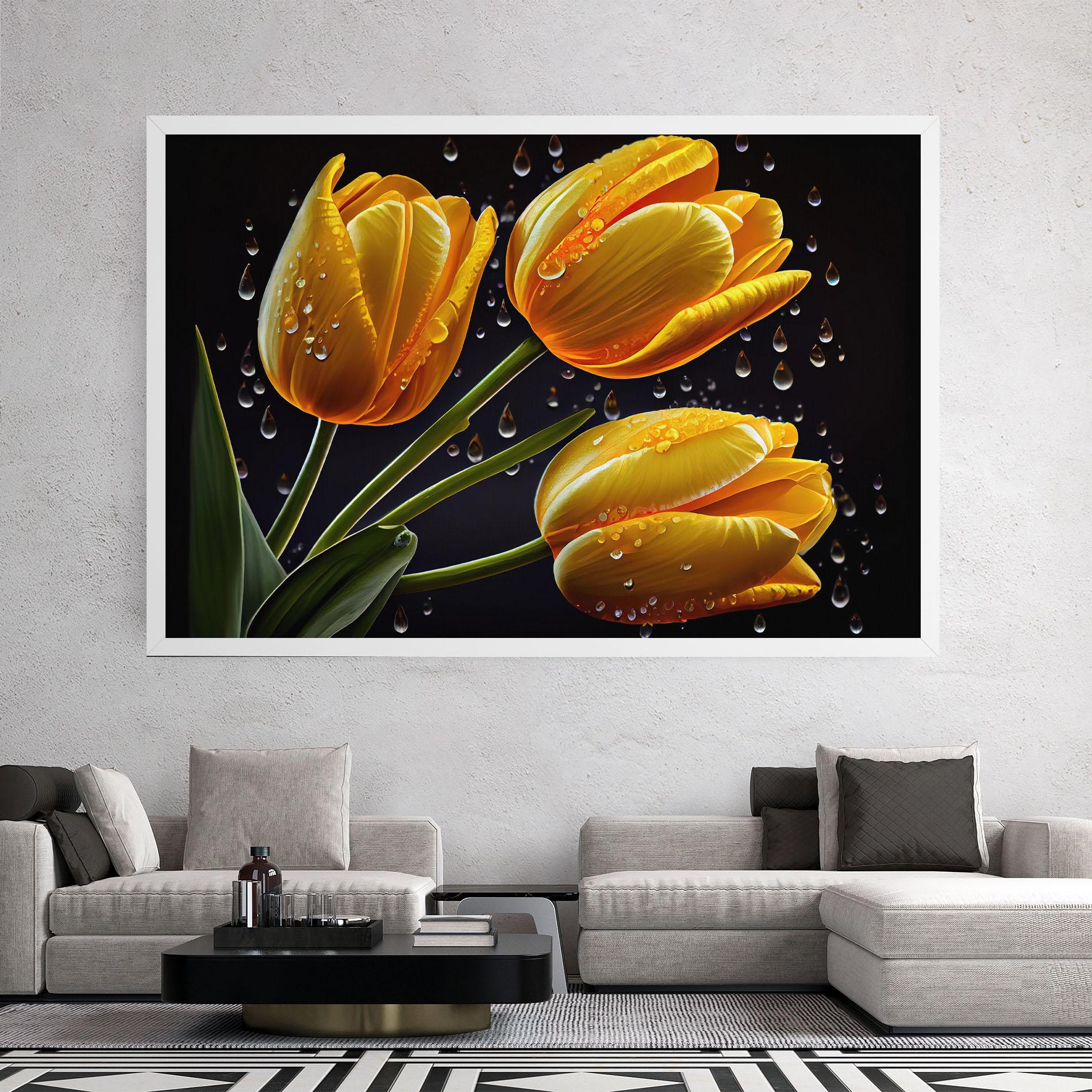 Tablou Canvas 3 Yellow Tulips mockup 2