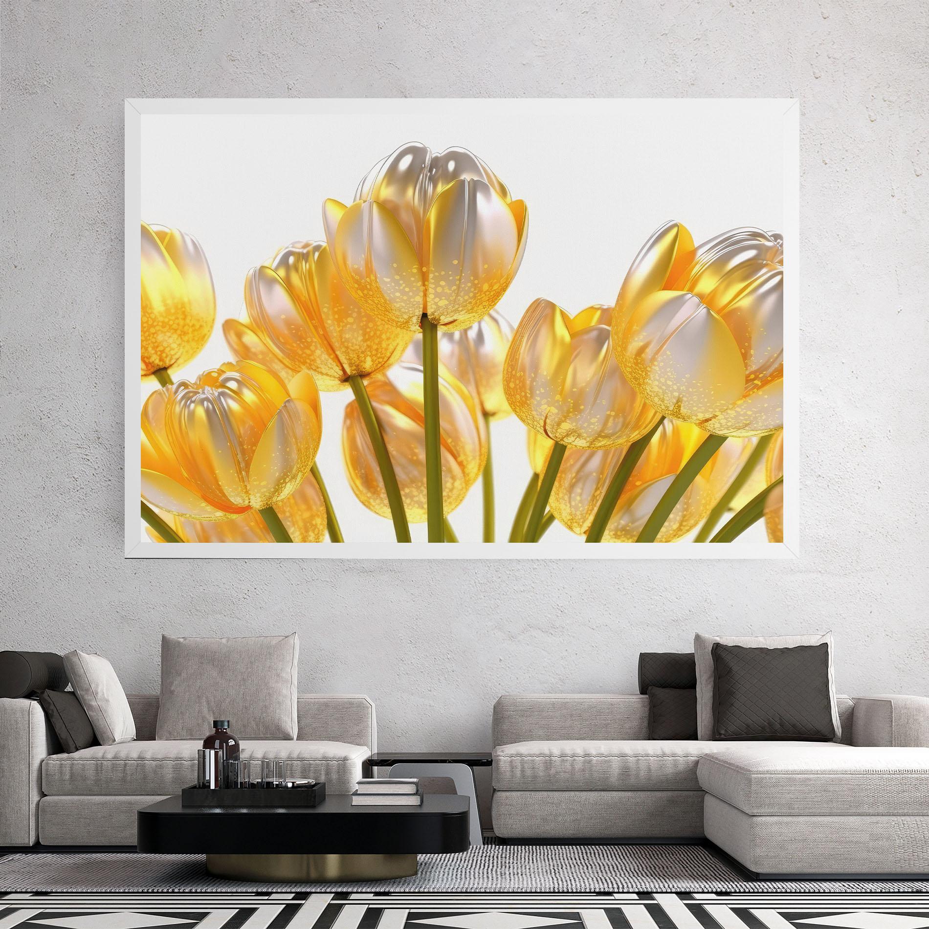 Tablou Canvas Gold White Tulips mockup 2