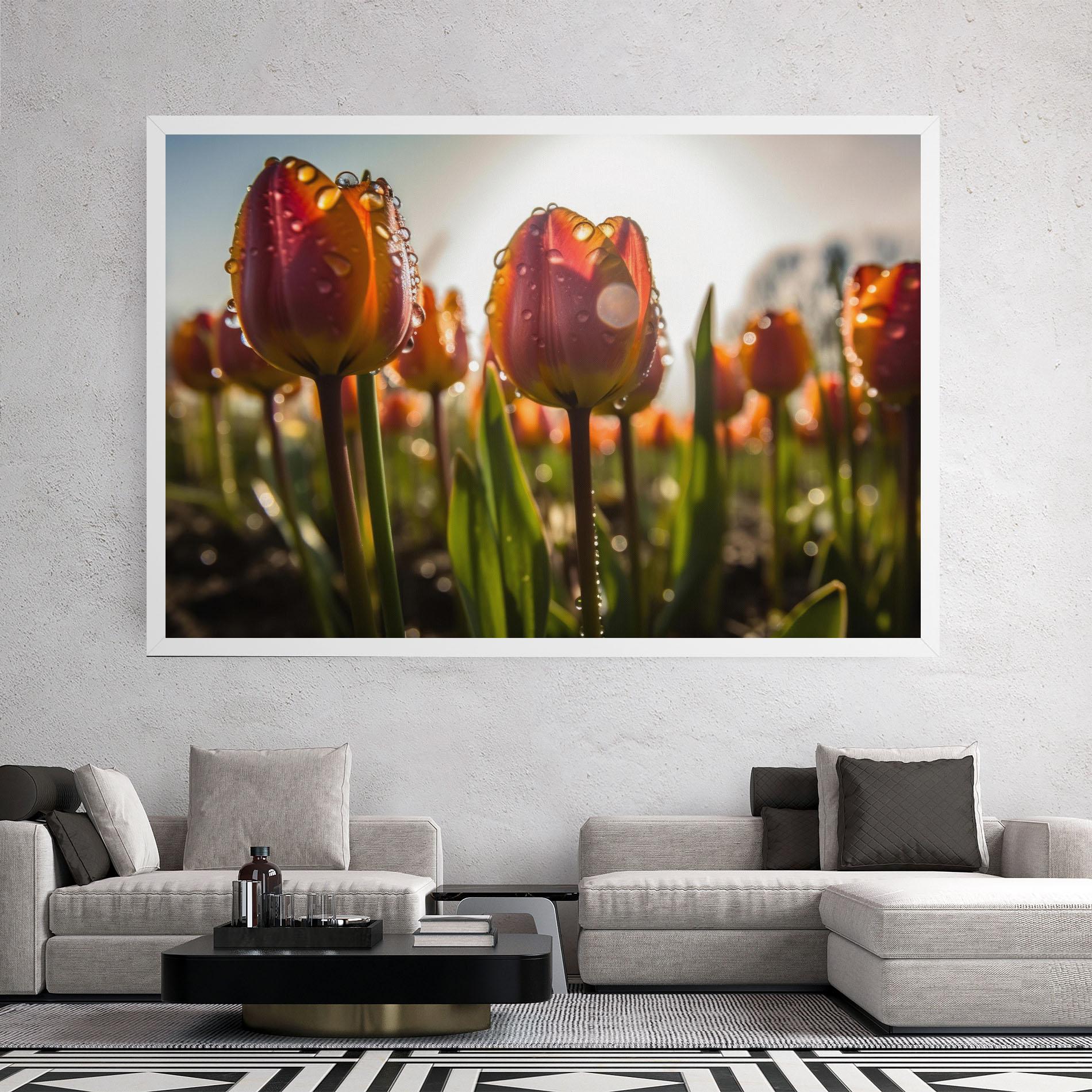 Tablou Canvas Orange Tulips After Rain mockup 2