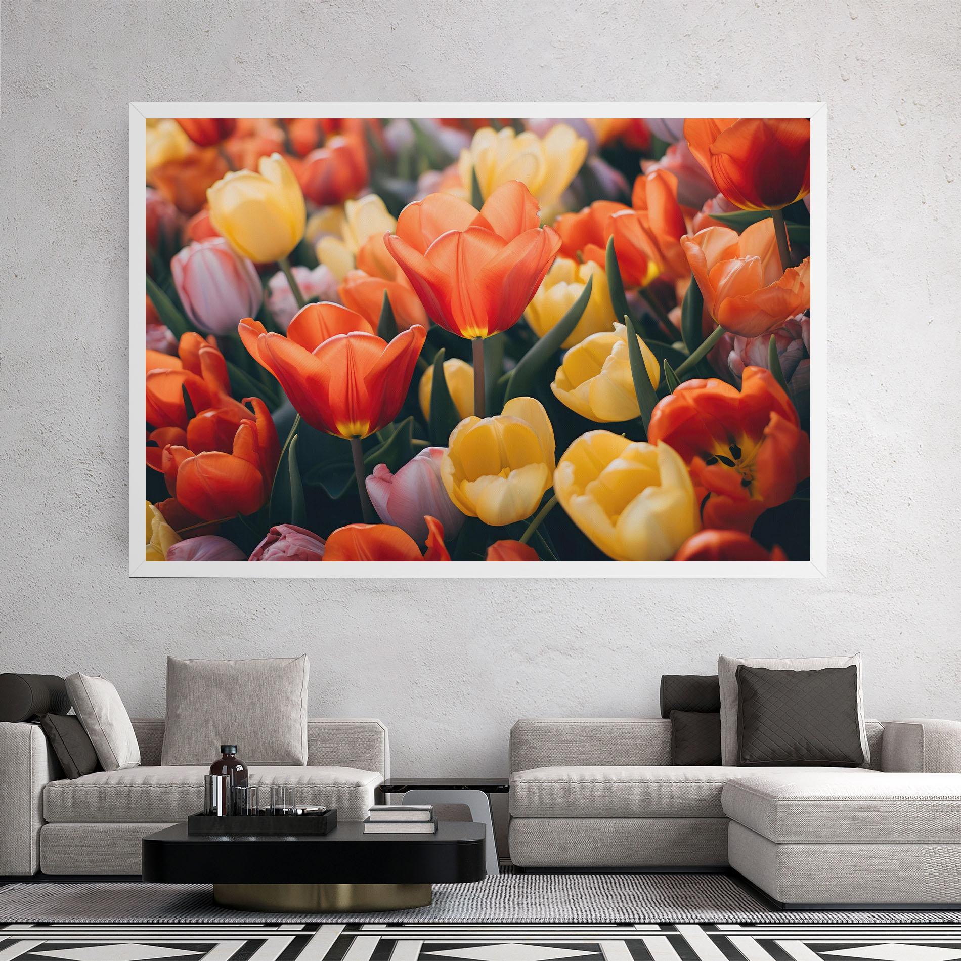 Tablou Canvas Orange Yellow Tulips mockup 2