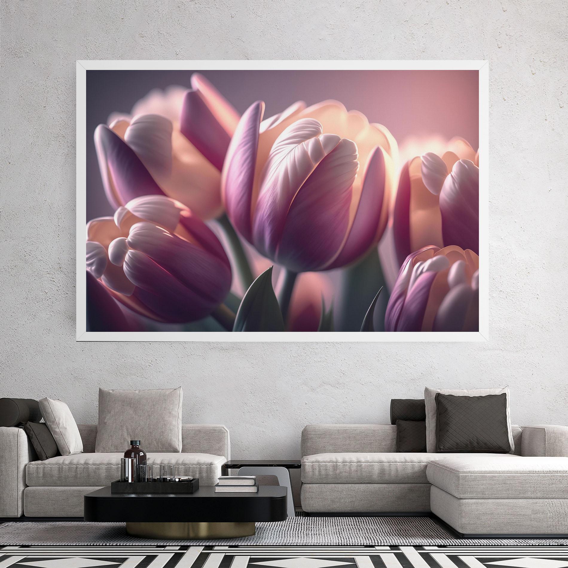 Tablou Canvas Pastel Pink Tulips mockup 2