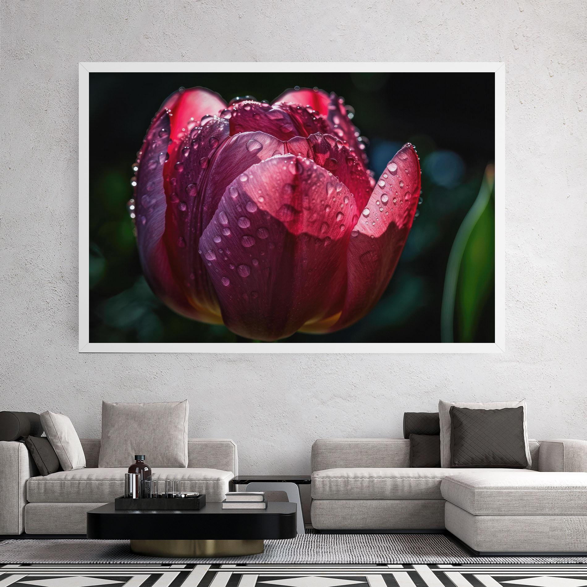 Tablou Canvas Pink Tulip After Rain mockup 2