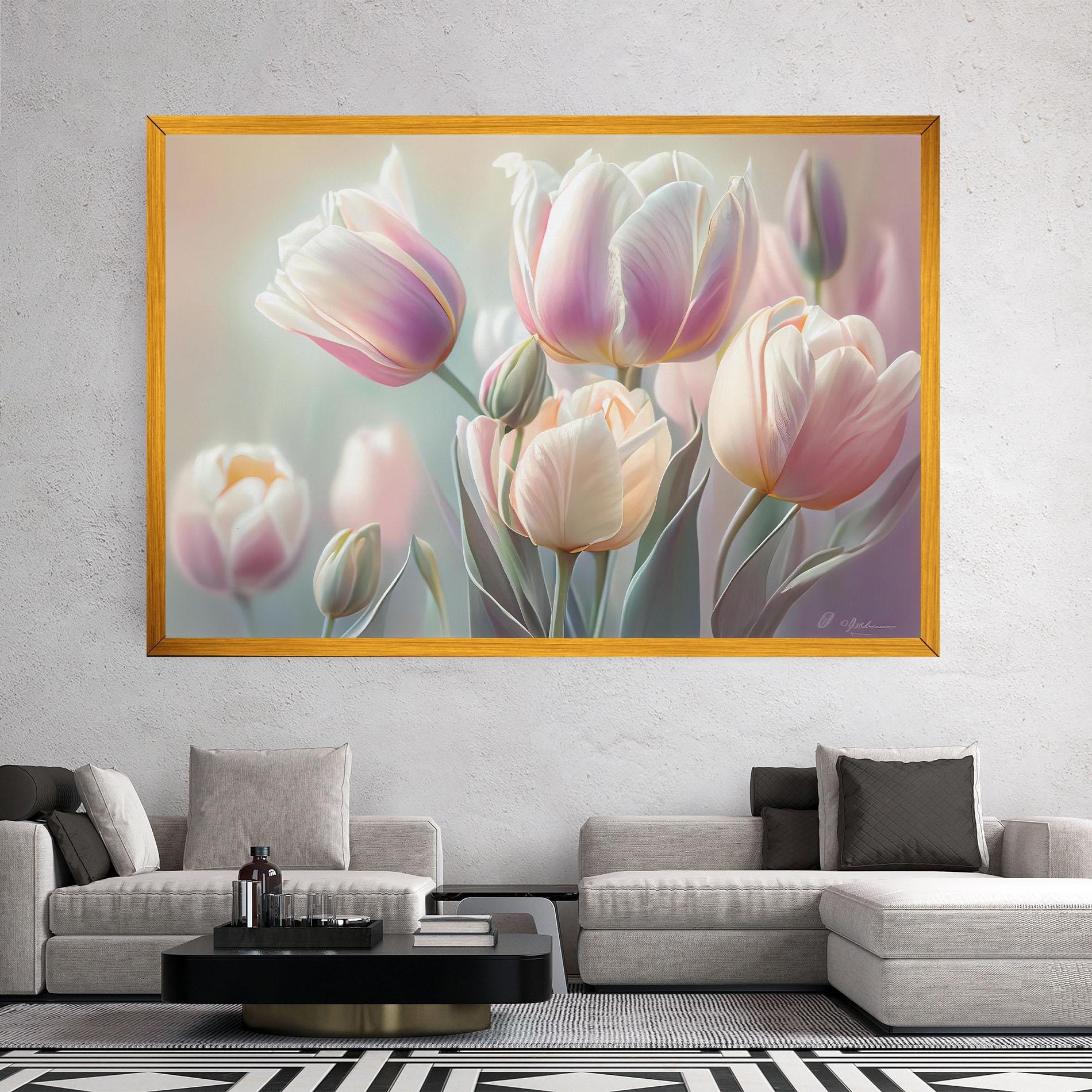 Tablou Canvas Dreamy White Tulips mockup 2