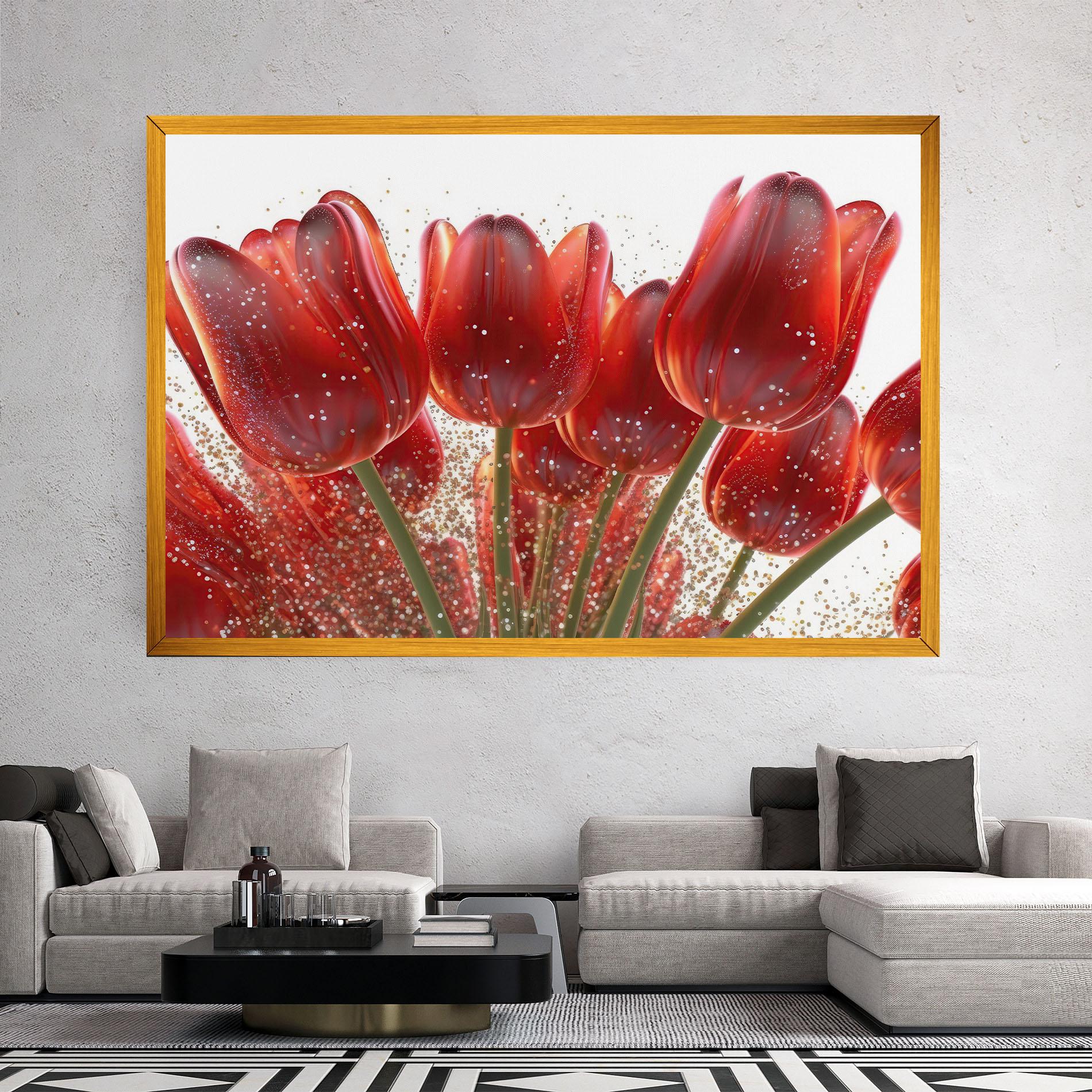 Tablou Canvas Glitter Red Tulips mockup 2
