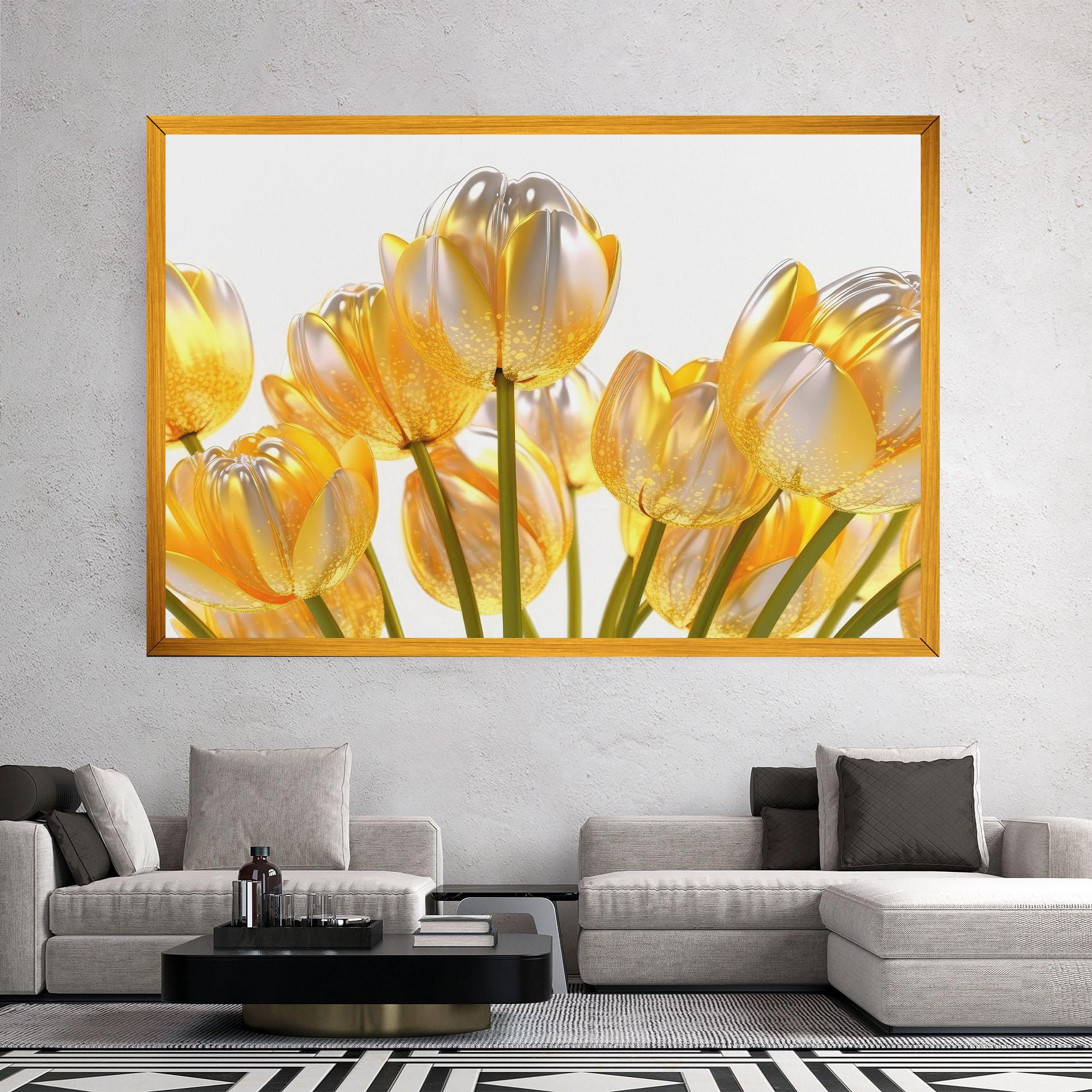 Tablou Canvas Gold White Tulips mockup 2