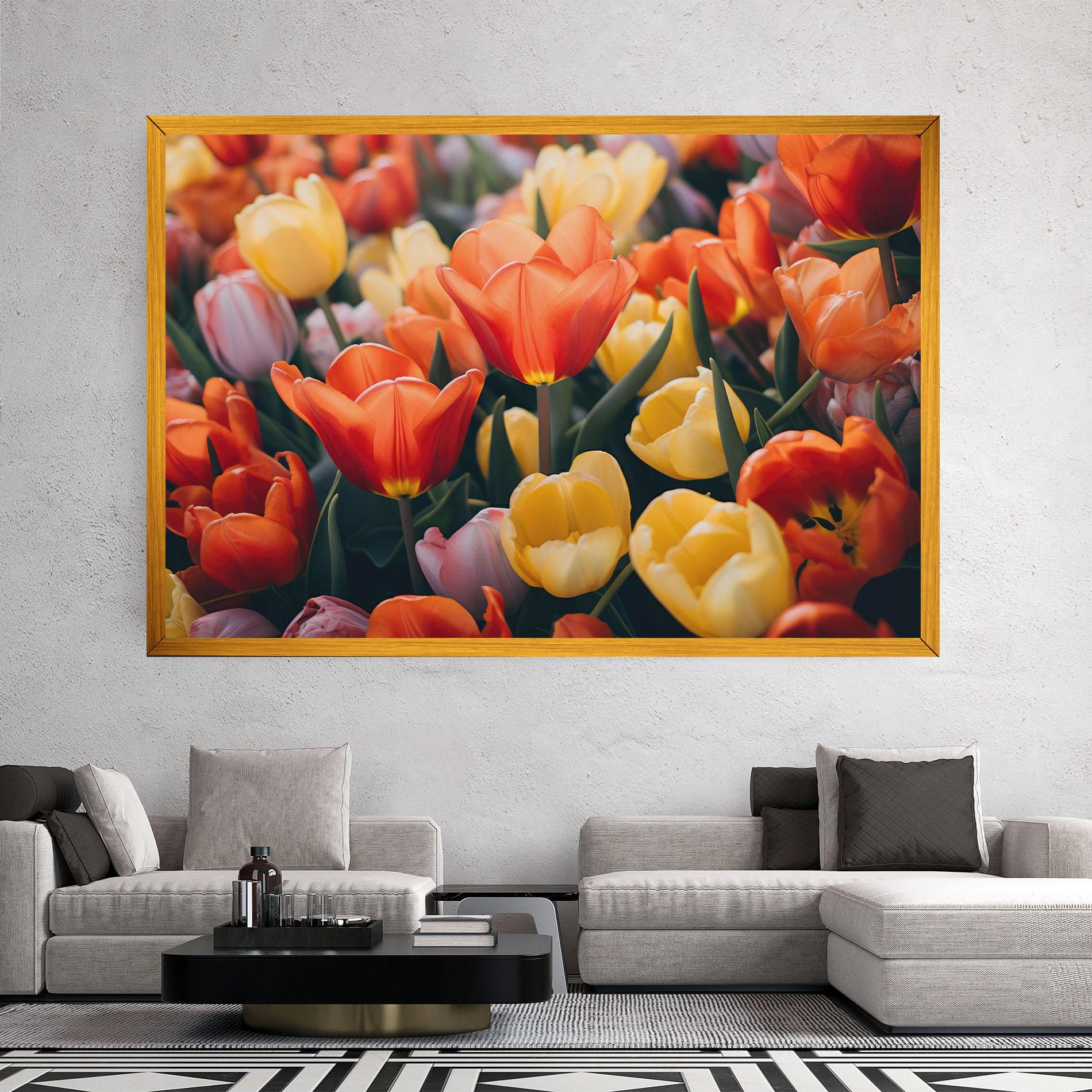 Tablou Canvas Orange Yellow Tulips mockup 2