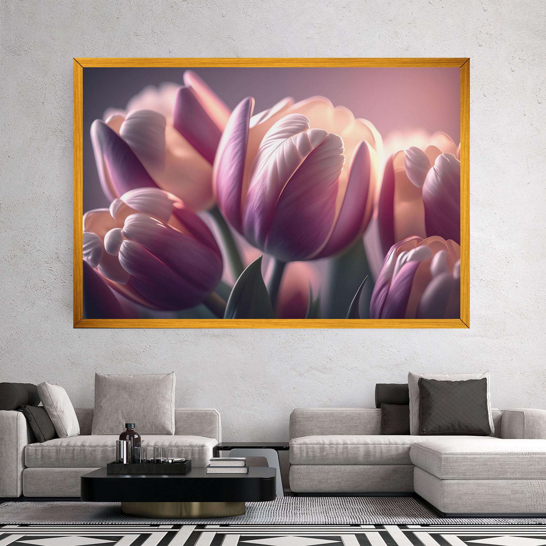 Tablou Canvas Pastel Pink Tulips mockup 2