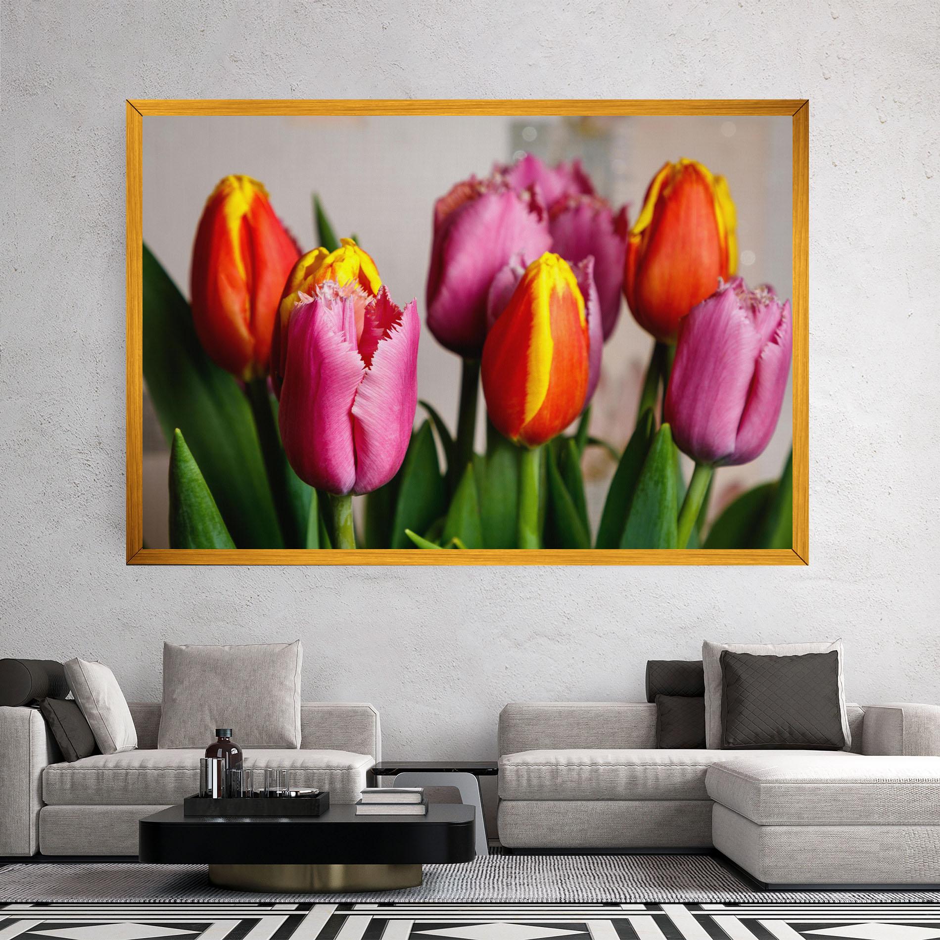 Tablou Canvas Pink Orange Tulips mockup 2