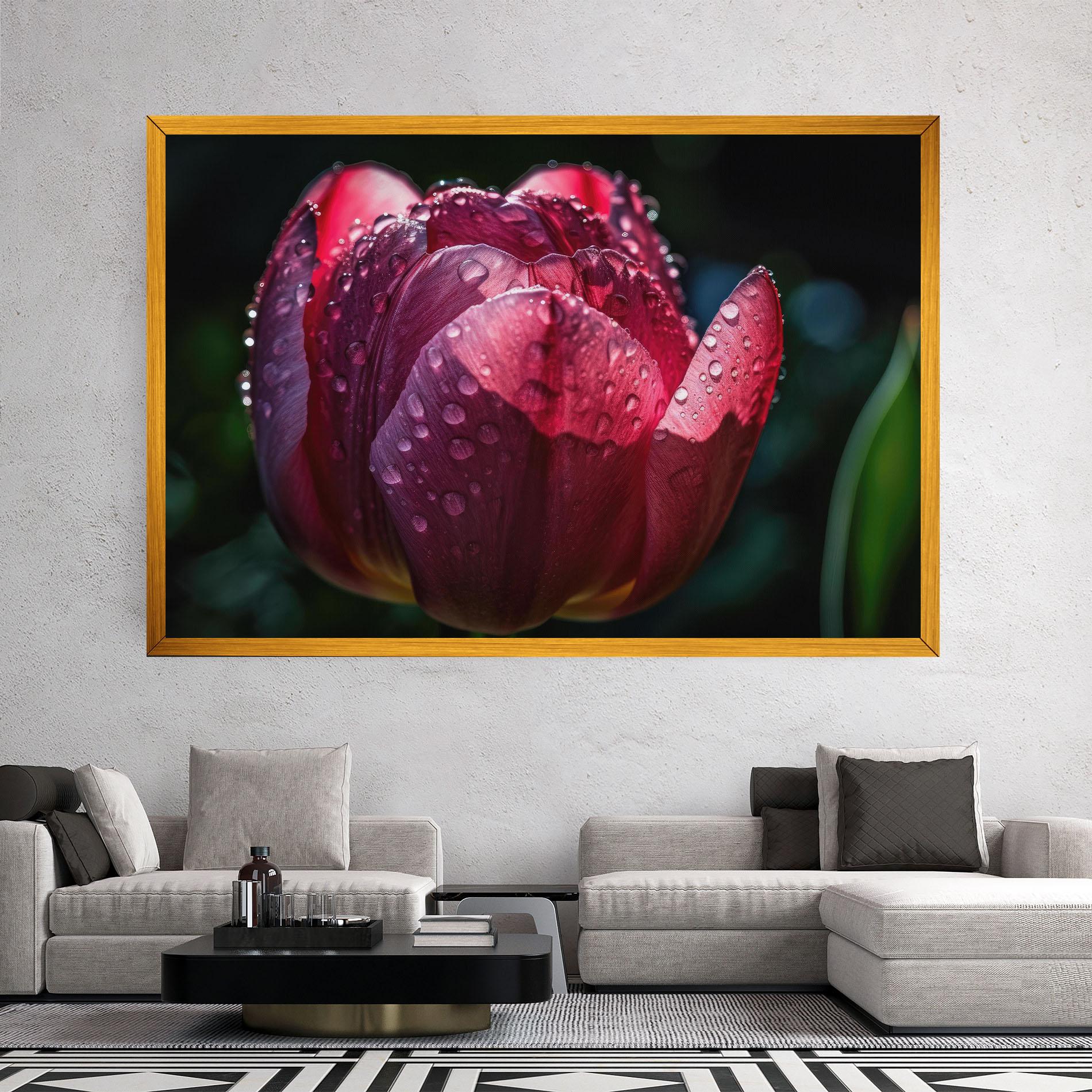 Tablou Canvas Pink Tulip After Rain mockup 2