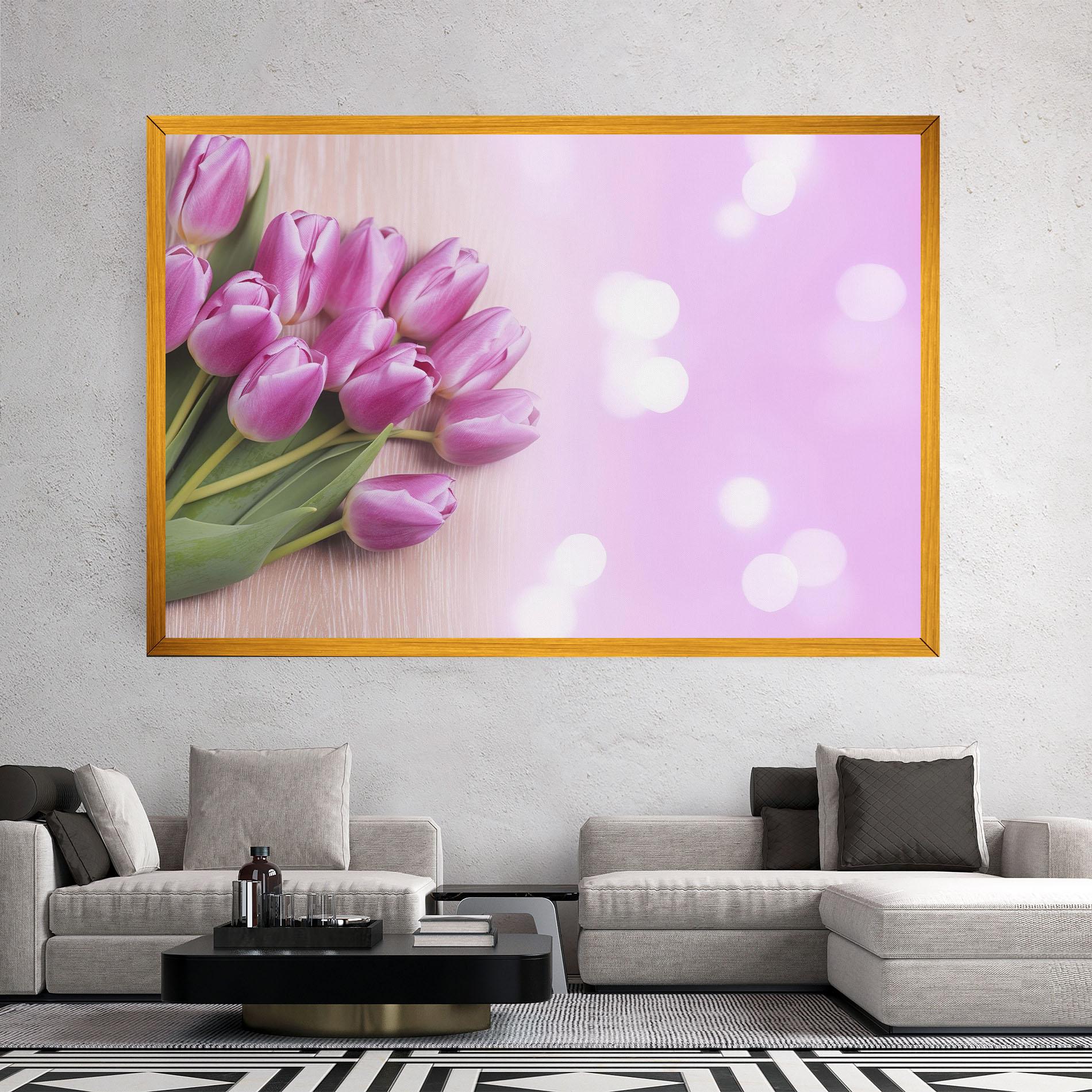 Tablou Canvas Pink Tulip Flowers mockup 2