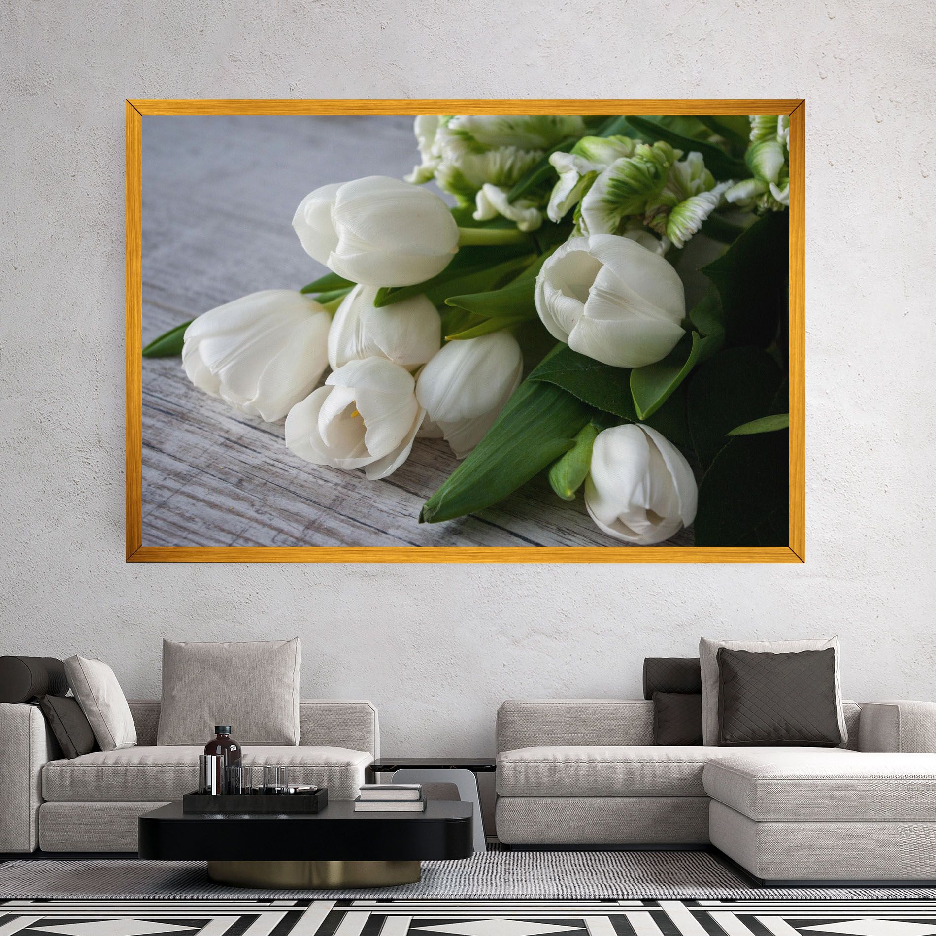 White Tulips Bouquet mockup 2