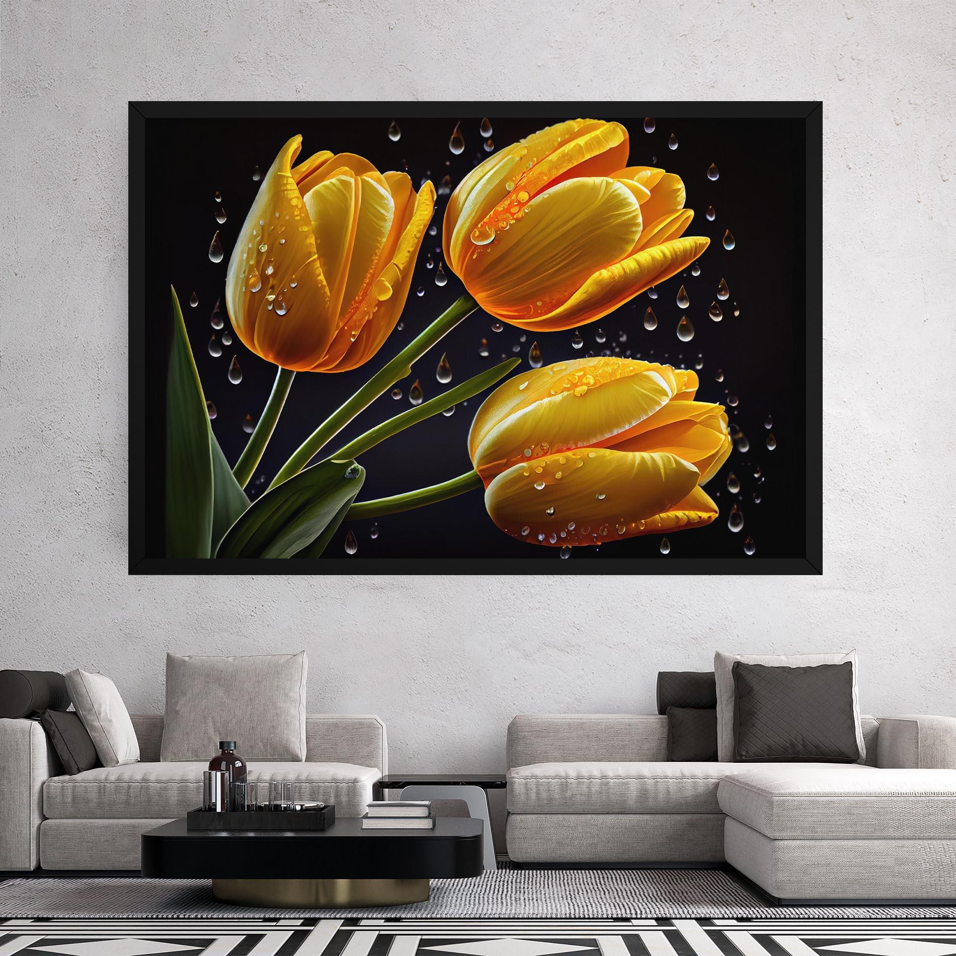 Tablou Canvas 3 Yellow Tulips mockup 2