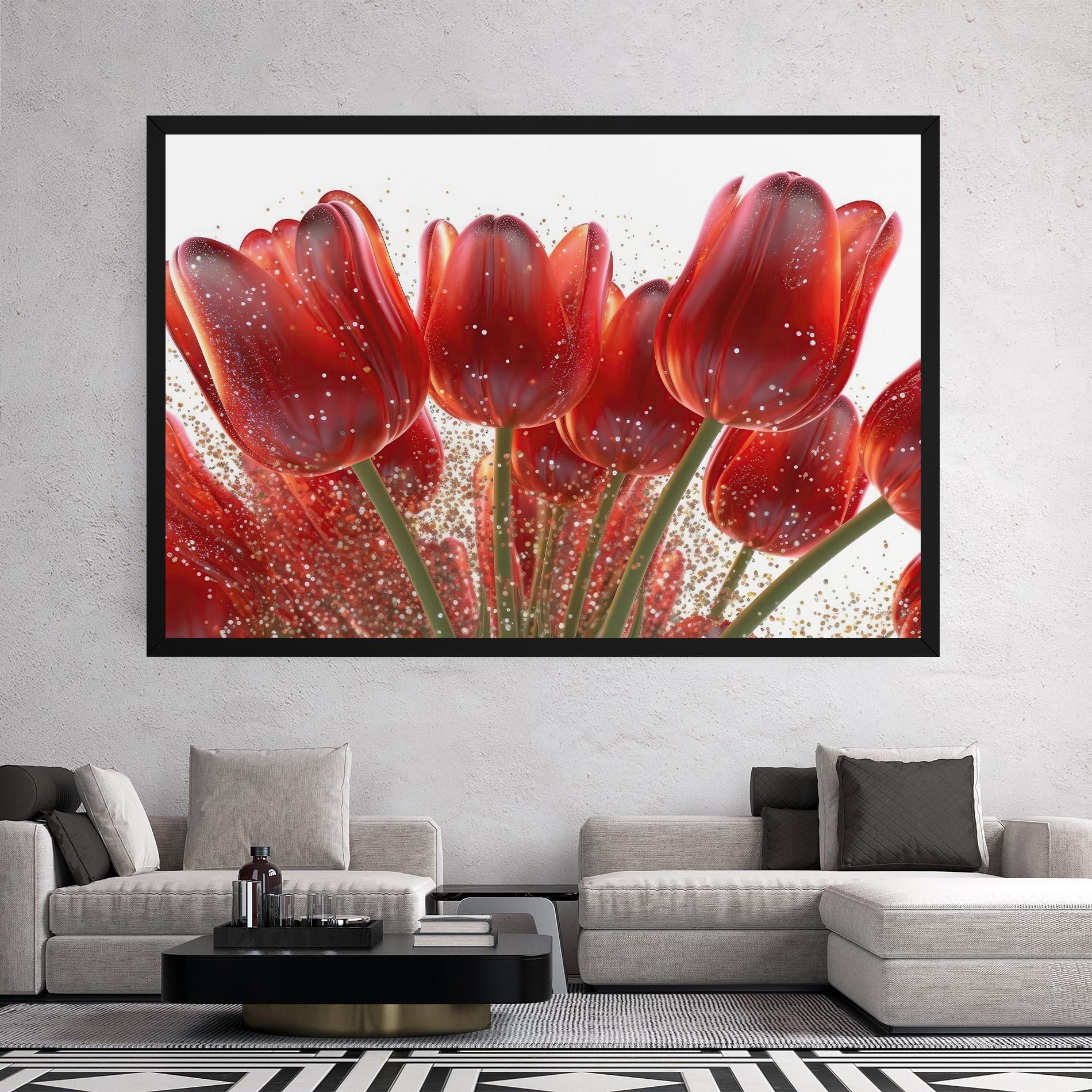 Tablou Canvas Glitter Red Tulips mockup 2