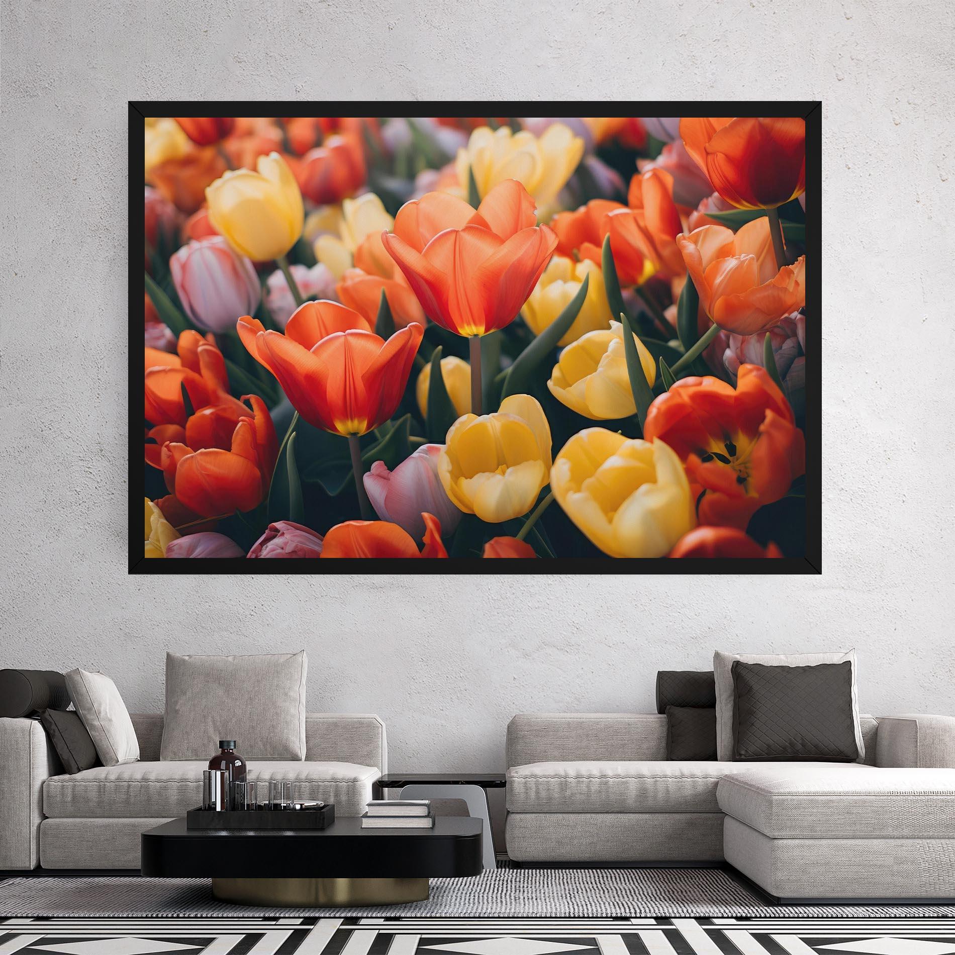 Tablou Canvas Orange Yellow Tulips mockup 2