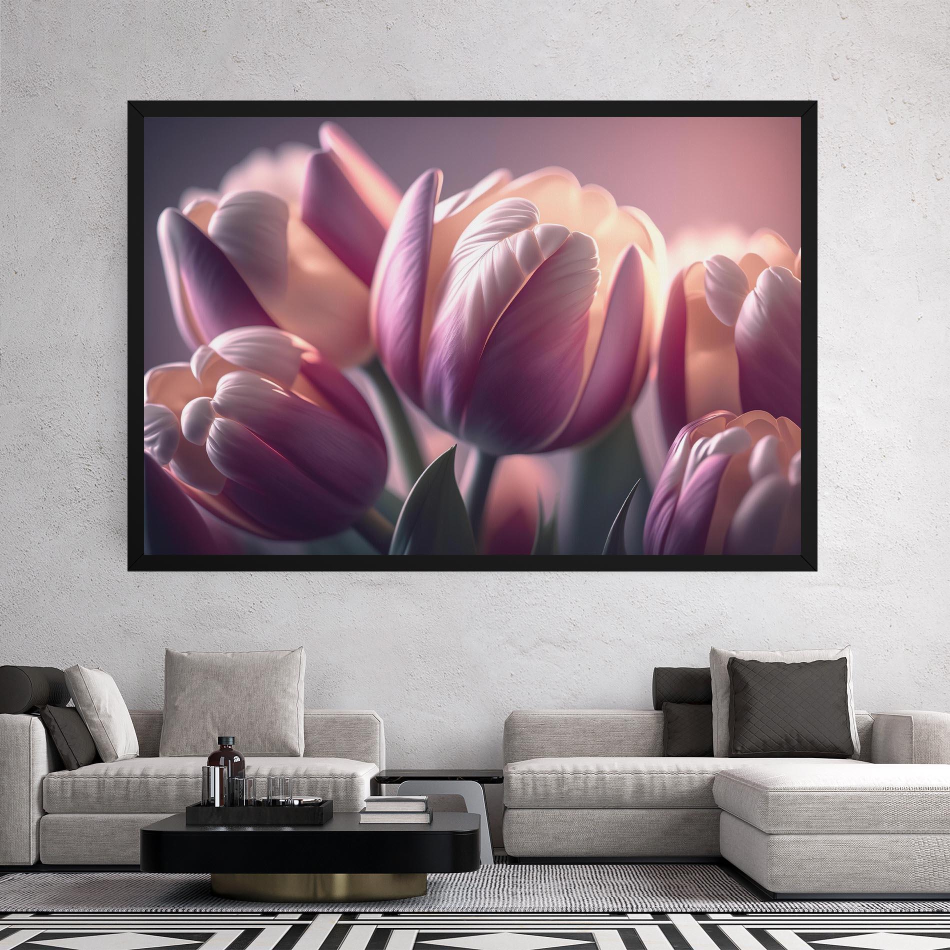 Tablou Canvas Pastel Pink Tulips mockup 2