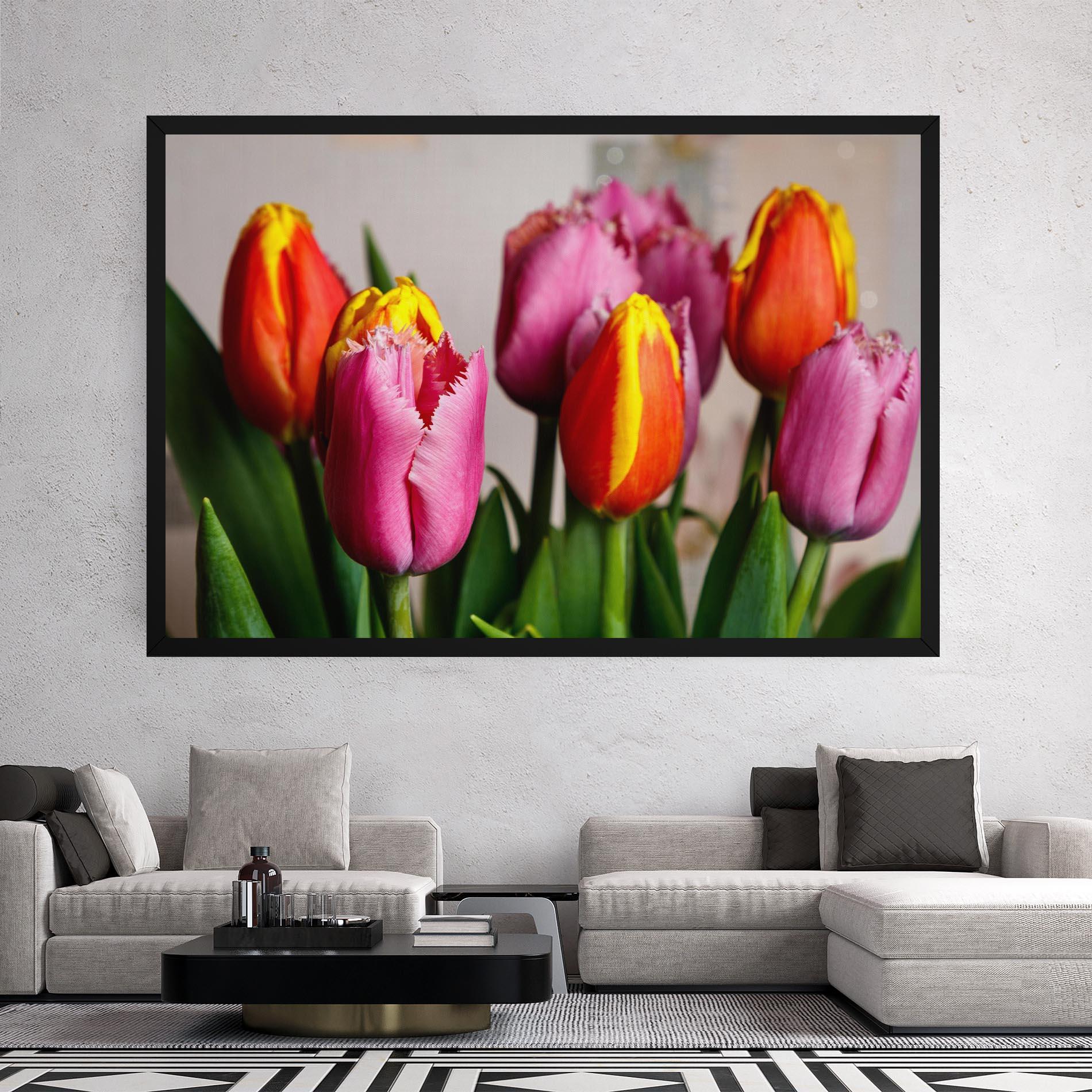 Tablou Canvas Pink Orange Tulips mockup 2