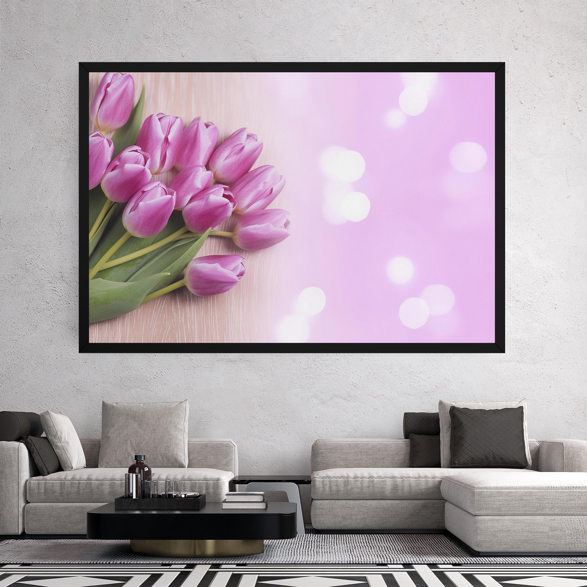 Tablou Canvas Pink Tulip Flowers mockup 2