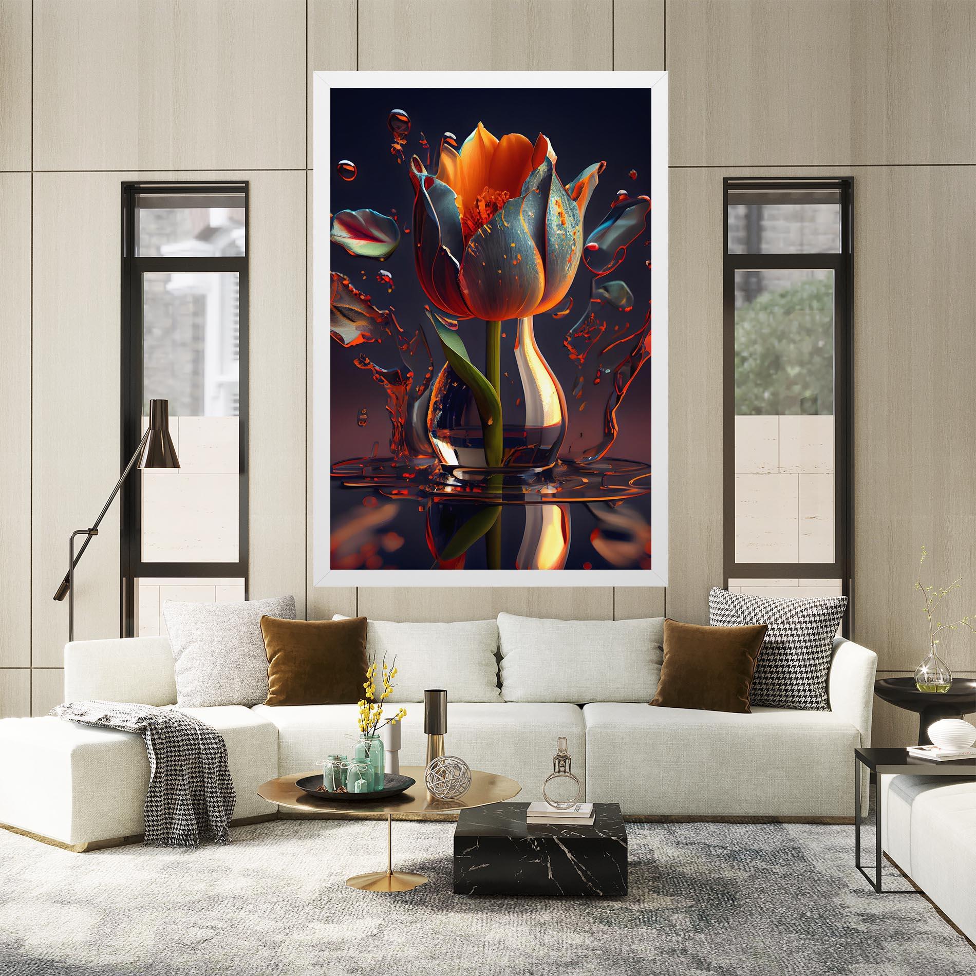 Tablou Canvas Black Tulip In Vase mockup 2