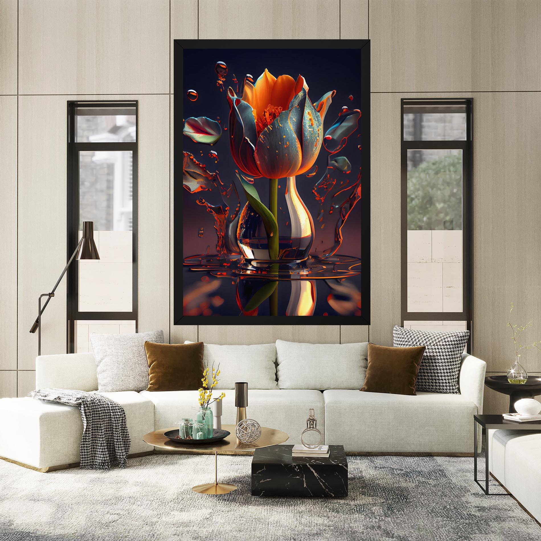 Tablou Canvas Black Tulip In Vase mockup 2