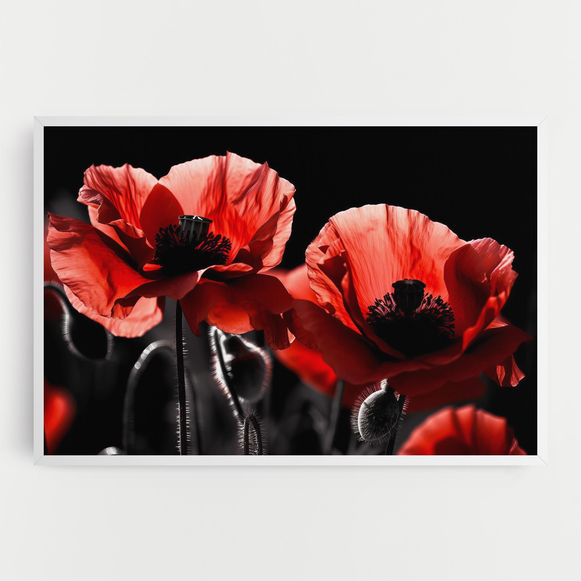Tablou Canvas Light Red Poppy On Black mockup 0