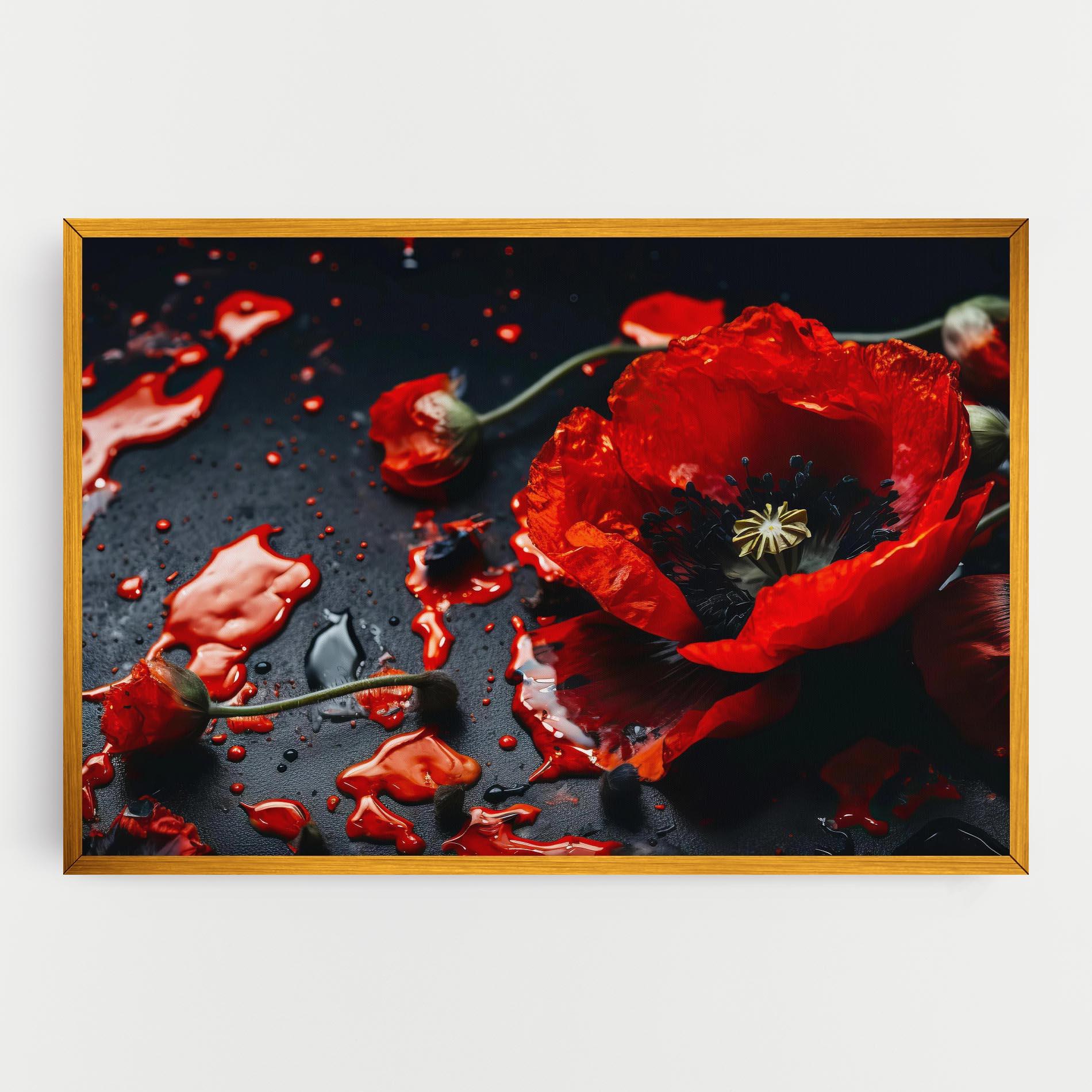 Tablou Canvas Beautiful Red Poppy Liquid mockup 0