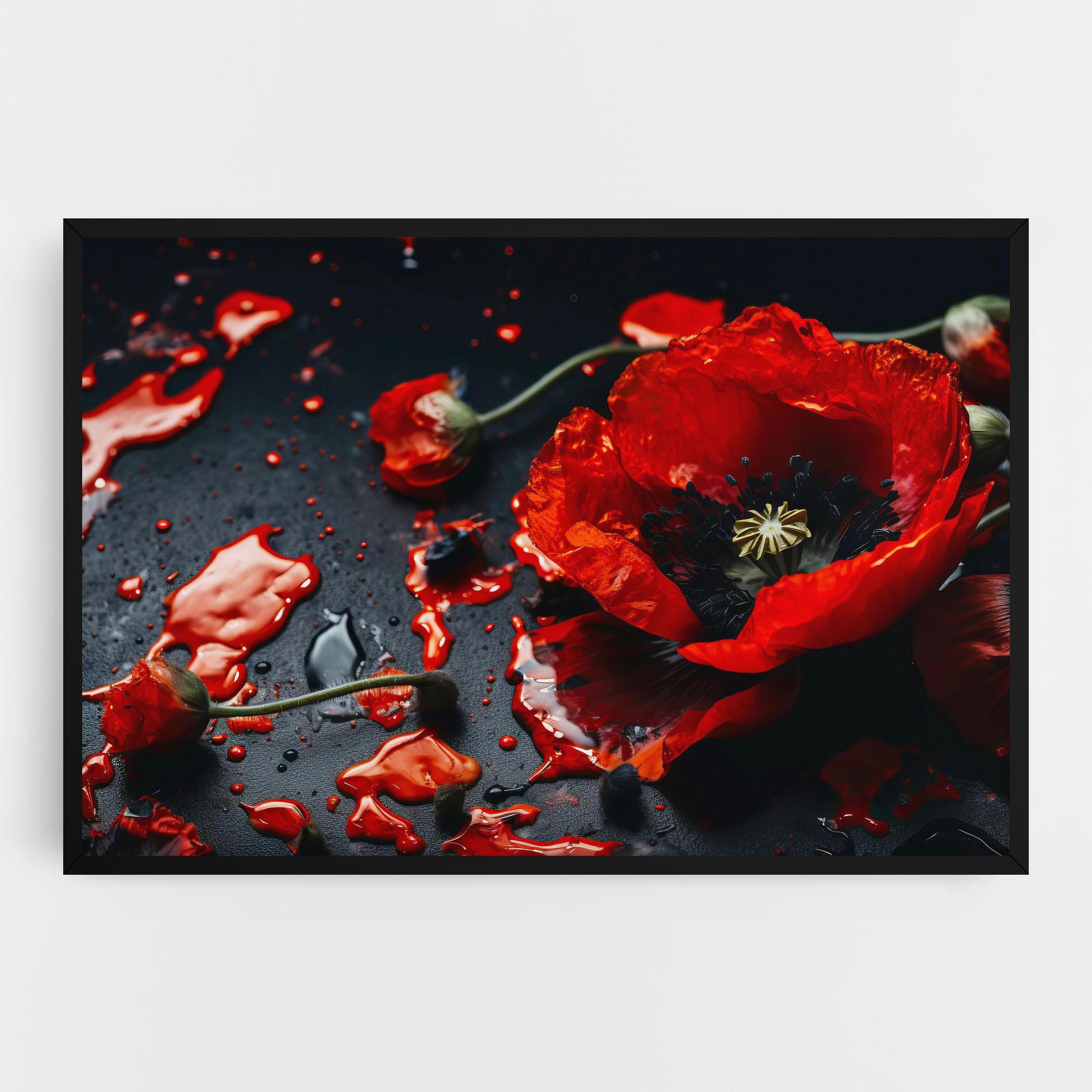Tablou Canvas Beautiful Red Poppy Liquid mockup 0