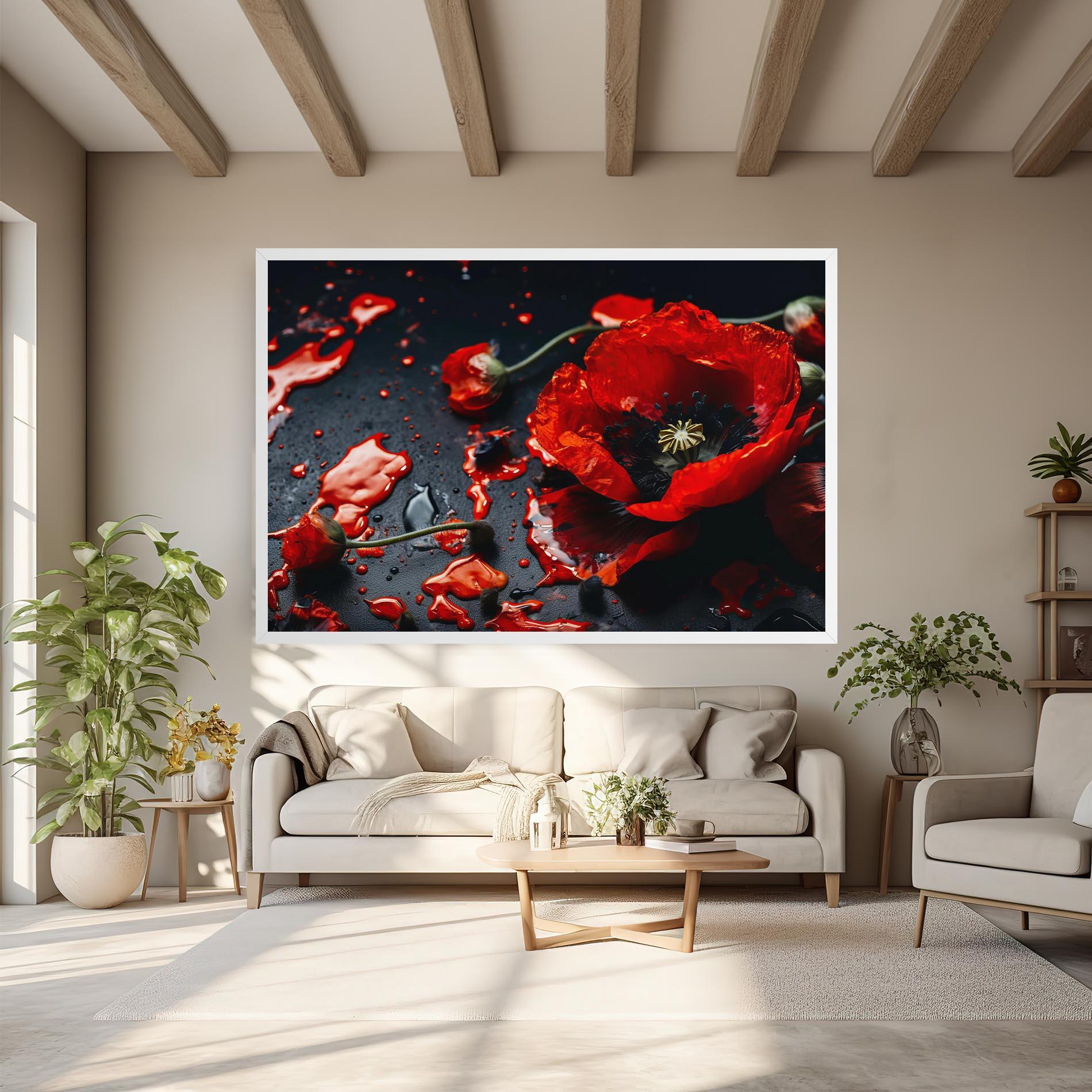 Tablou Canvas Beautiful Red Poppy Liquid mockup 6
