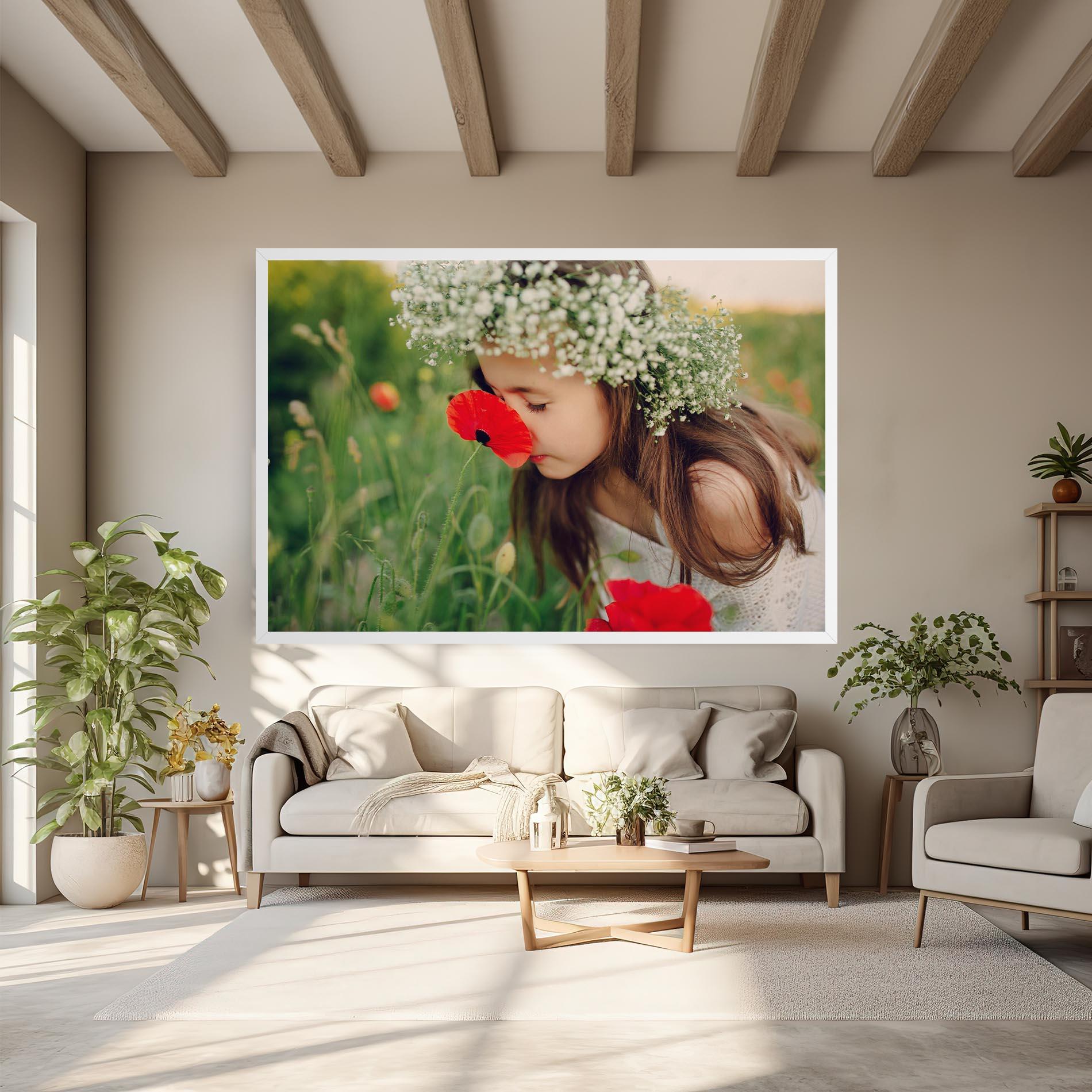 Tablou Canvas Girl With Poppies mockup 6