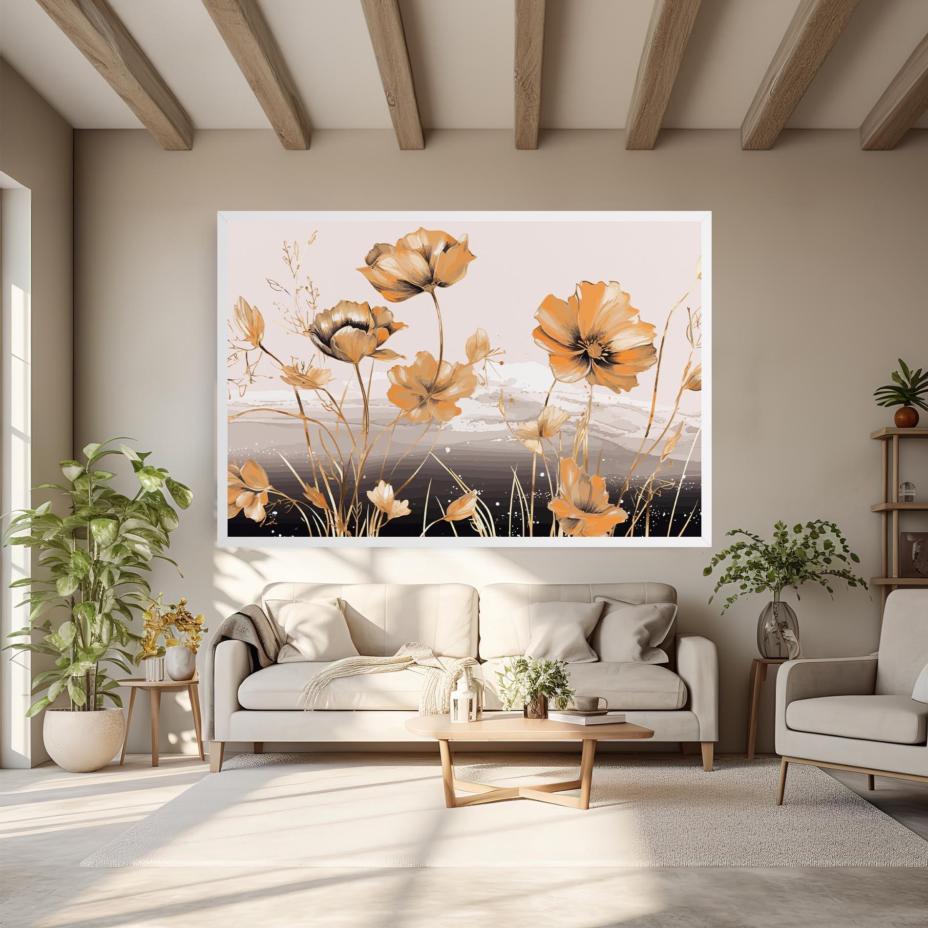 Tablou Canvas Gold Black Poppy mockup 6