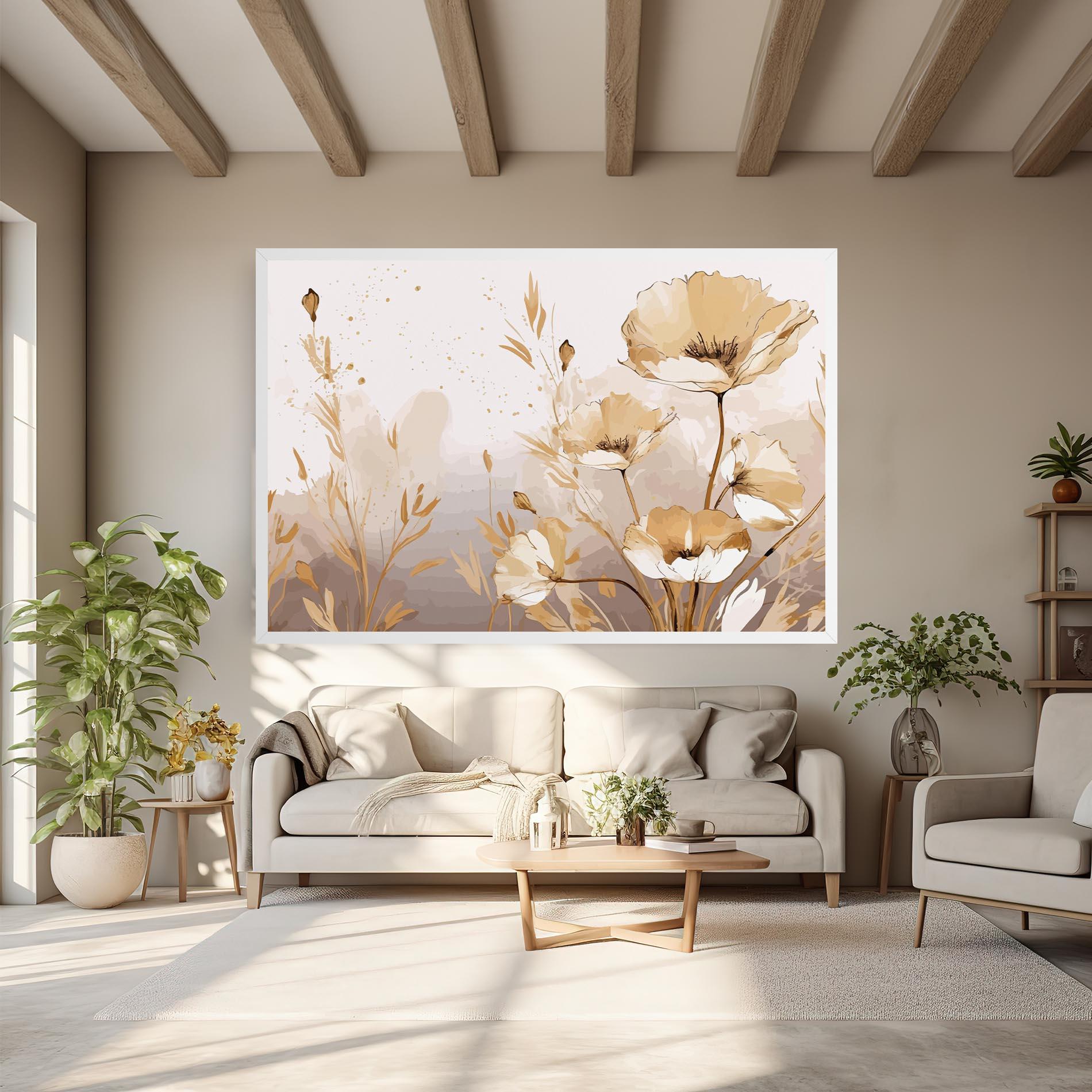 Tablou Canvas Gold Cream Poppy mockup 6