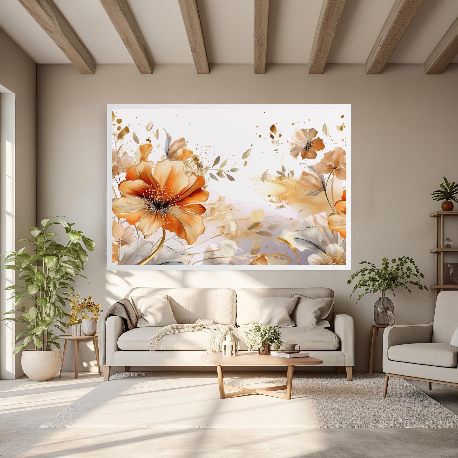 Tablou Canvas Gold Orange Poppy mockup 6