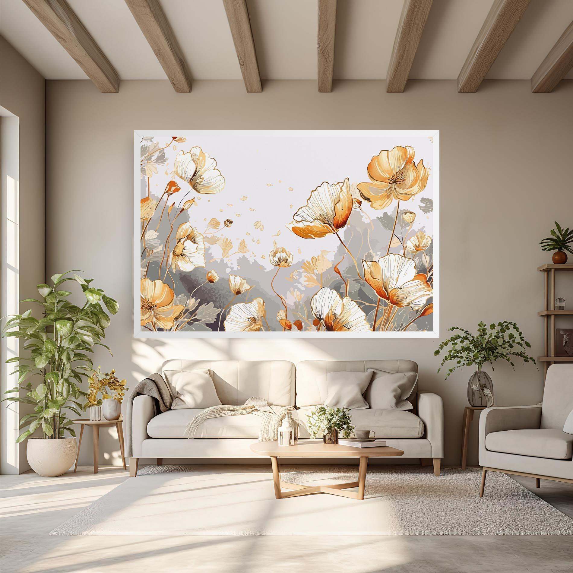 Tablou Canvas Gold Poppies mockup 6