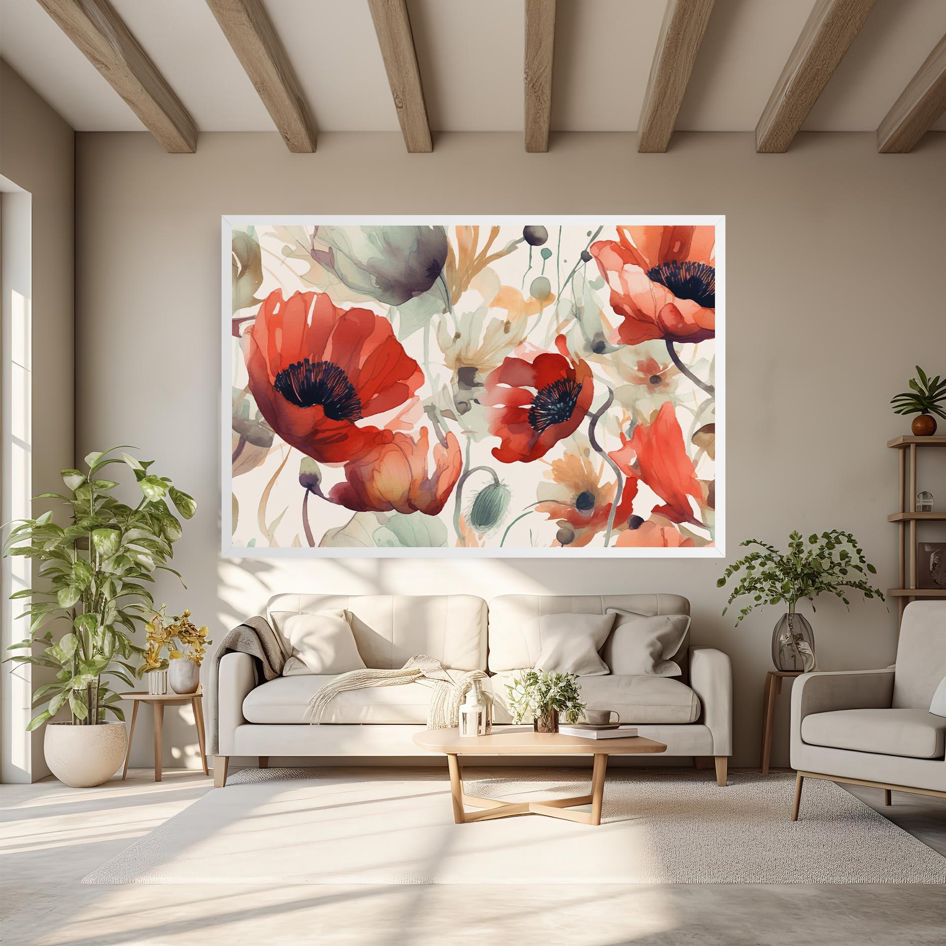 Tablou Canvas Poppy Red Cream mockup 6