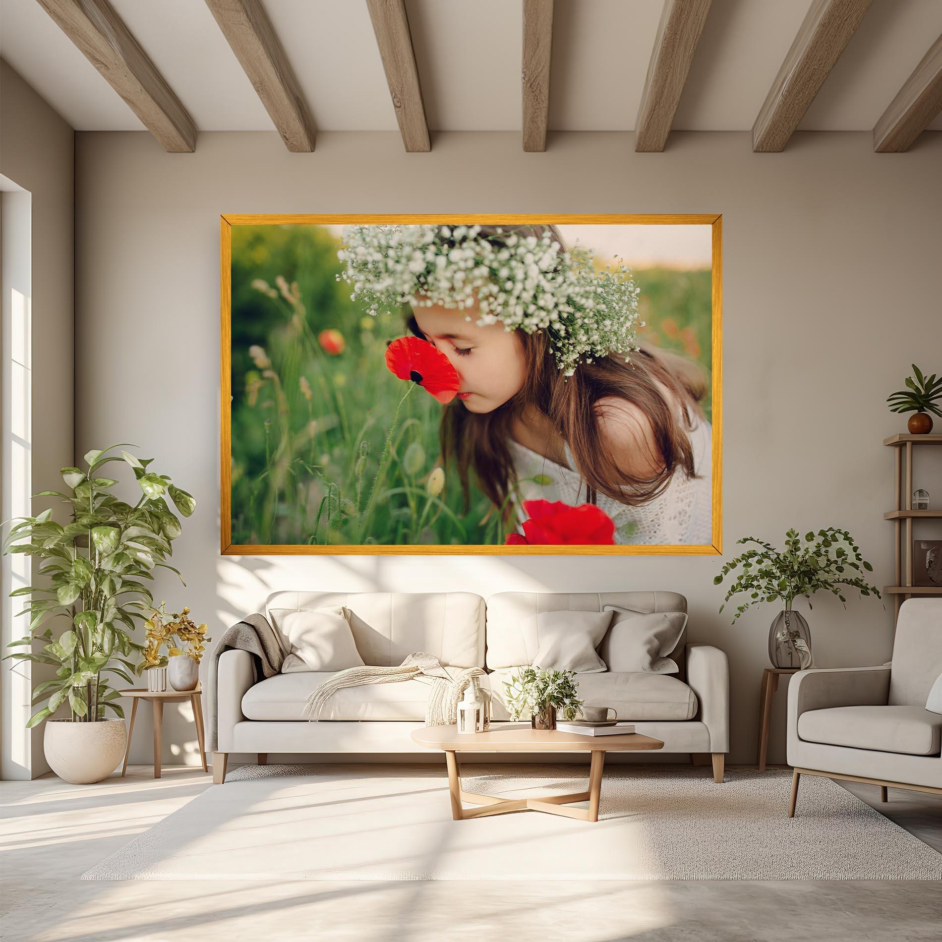 Tablou Canvas Girl With Poppies mockup 6
