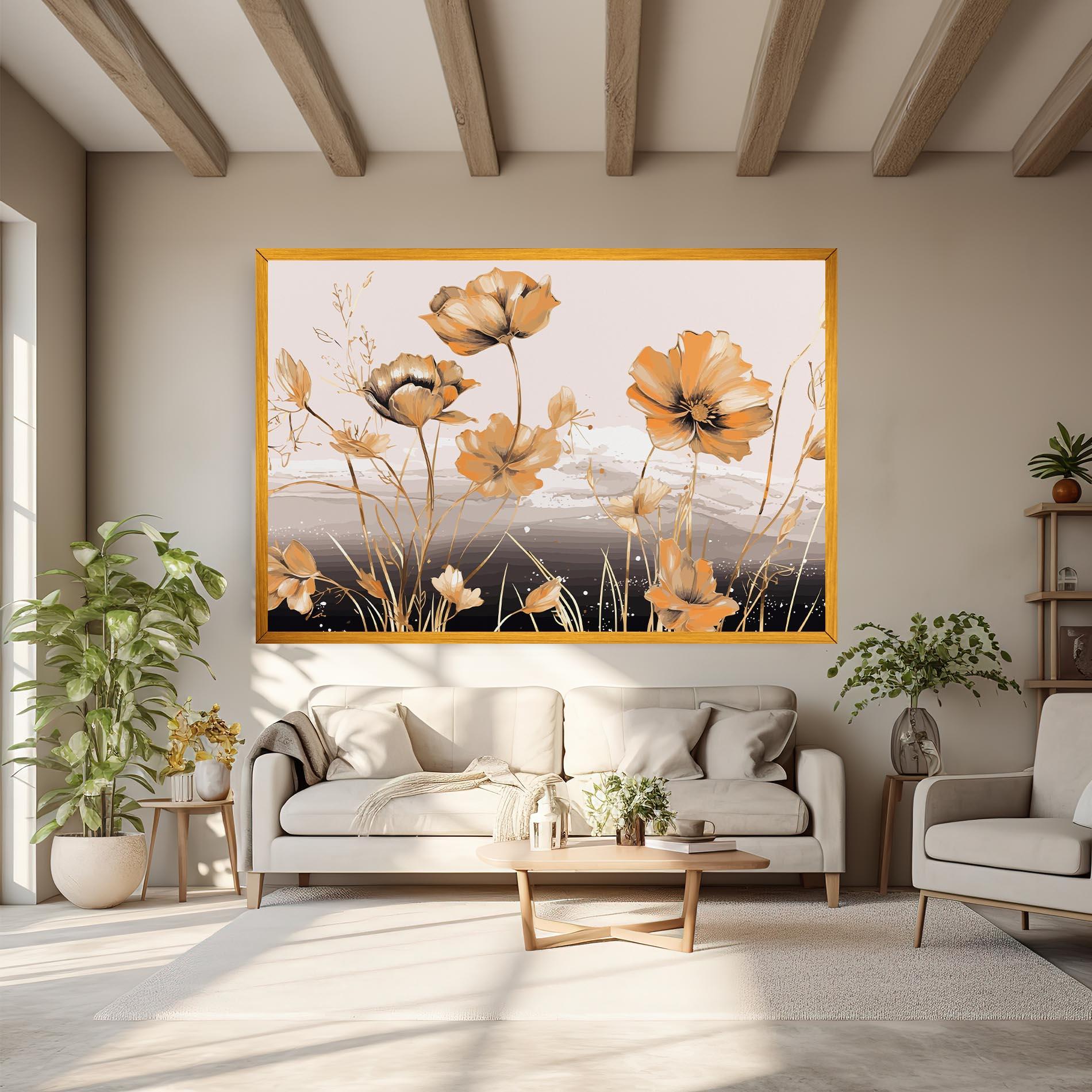 Tablou Canvas Gold Black Poppy mockup 6