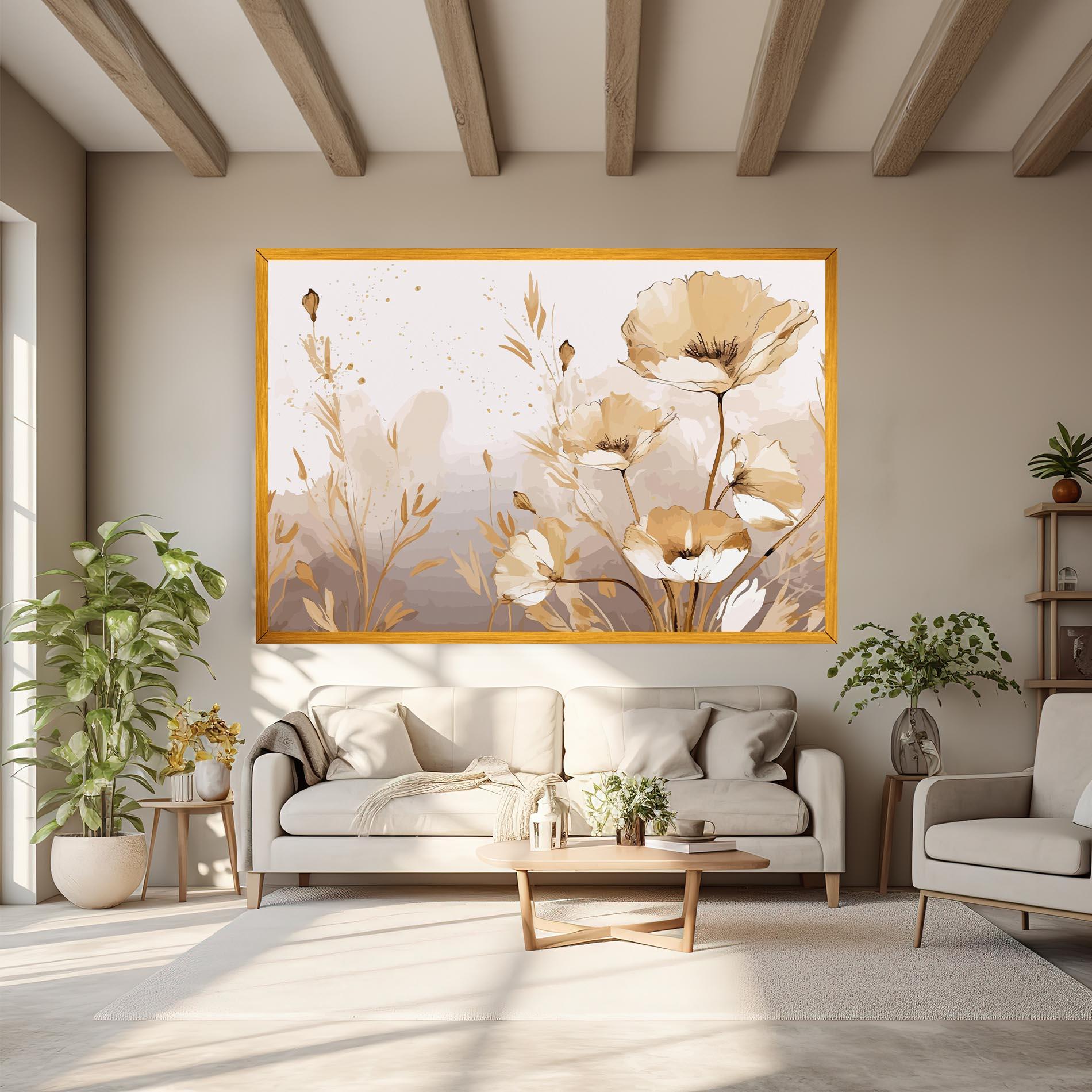 Tablou Canvas Gold Cream Poppy mockup 6