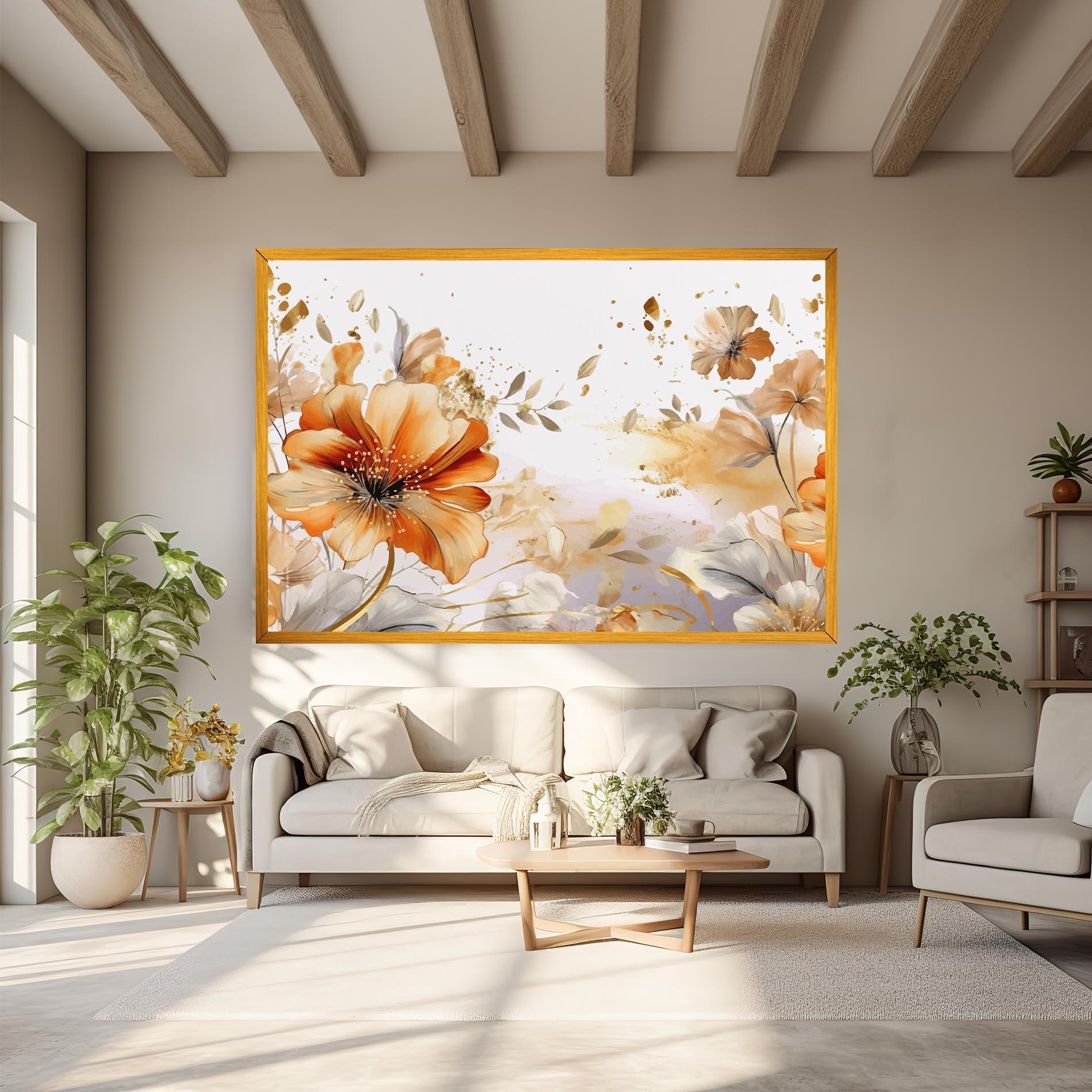 Tablou Canvas Gold Orange Poppy mockup 6